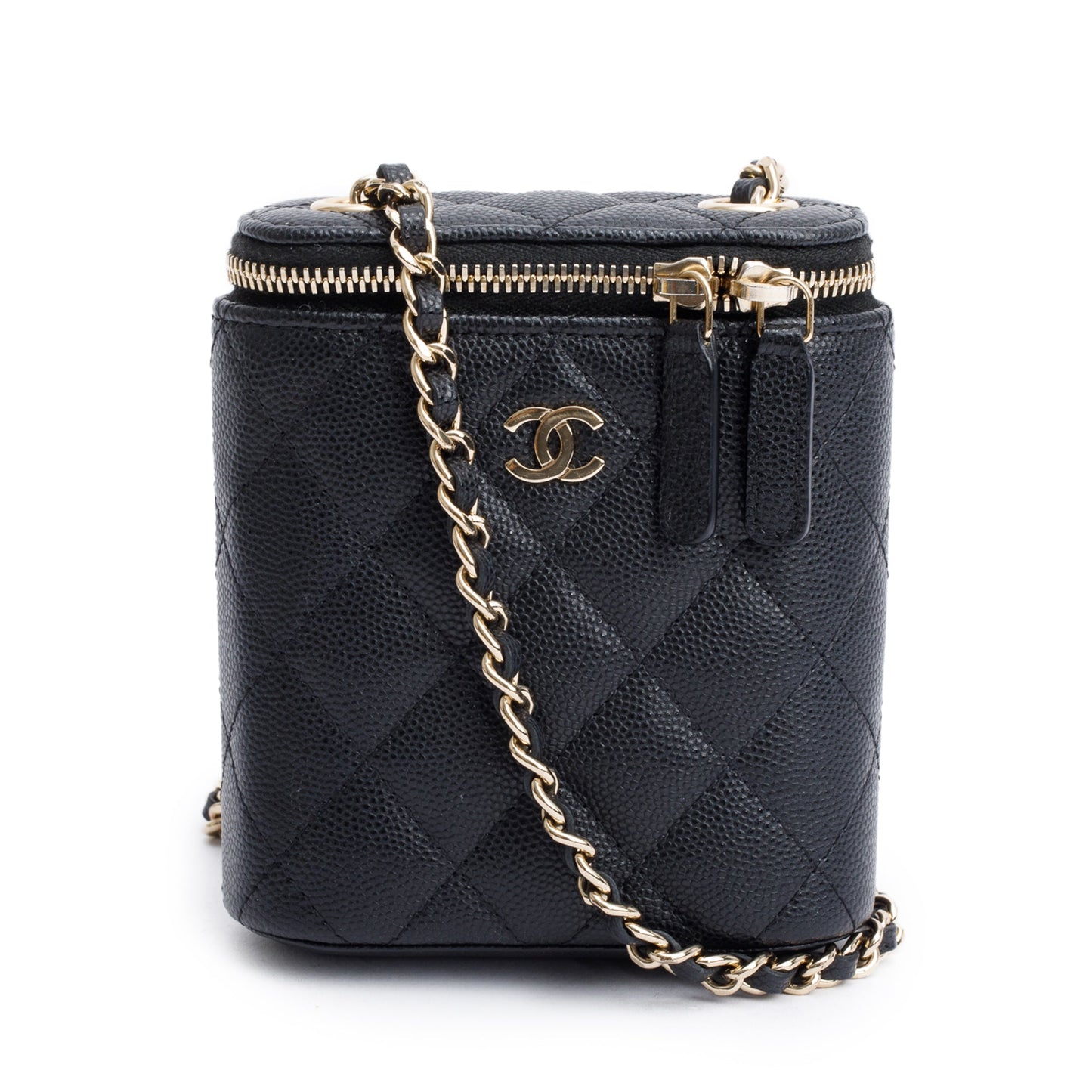 Chanel Quilted Caviar Coco Beauty Vanity Black Travel Bag
