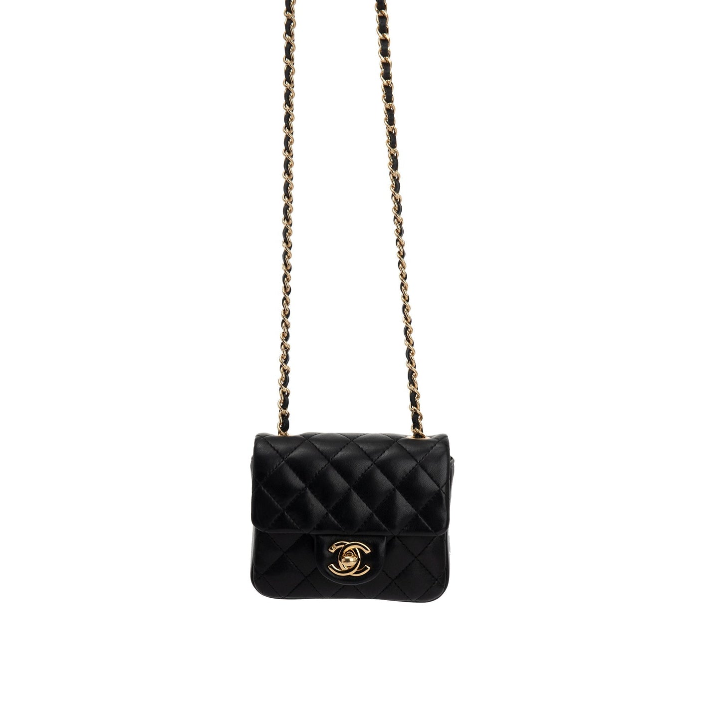 Chanel Quilted Classic Flap Card Holder Lambskin Black Wallet Case