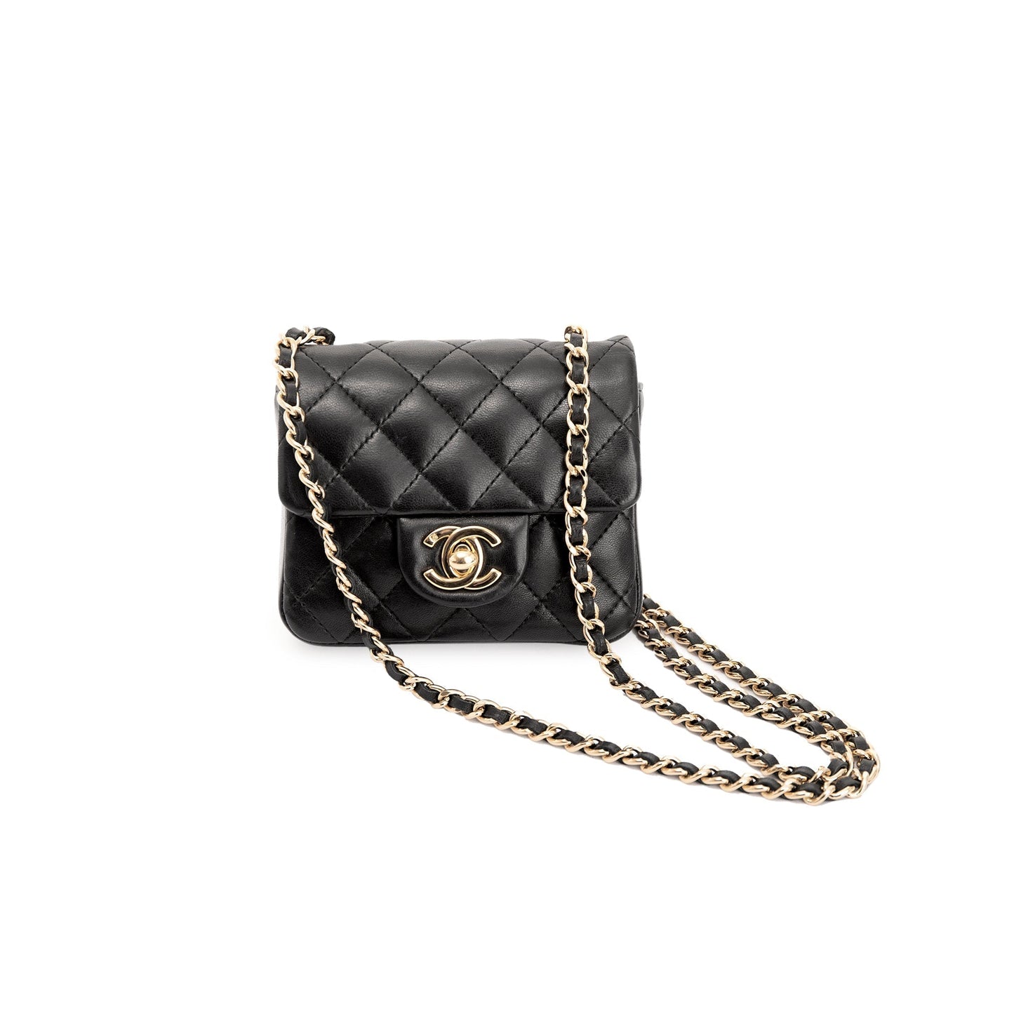 Chanel Quilted Classic Flap Card Holder Lambskin Black Wallet Case