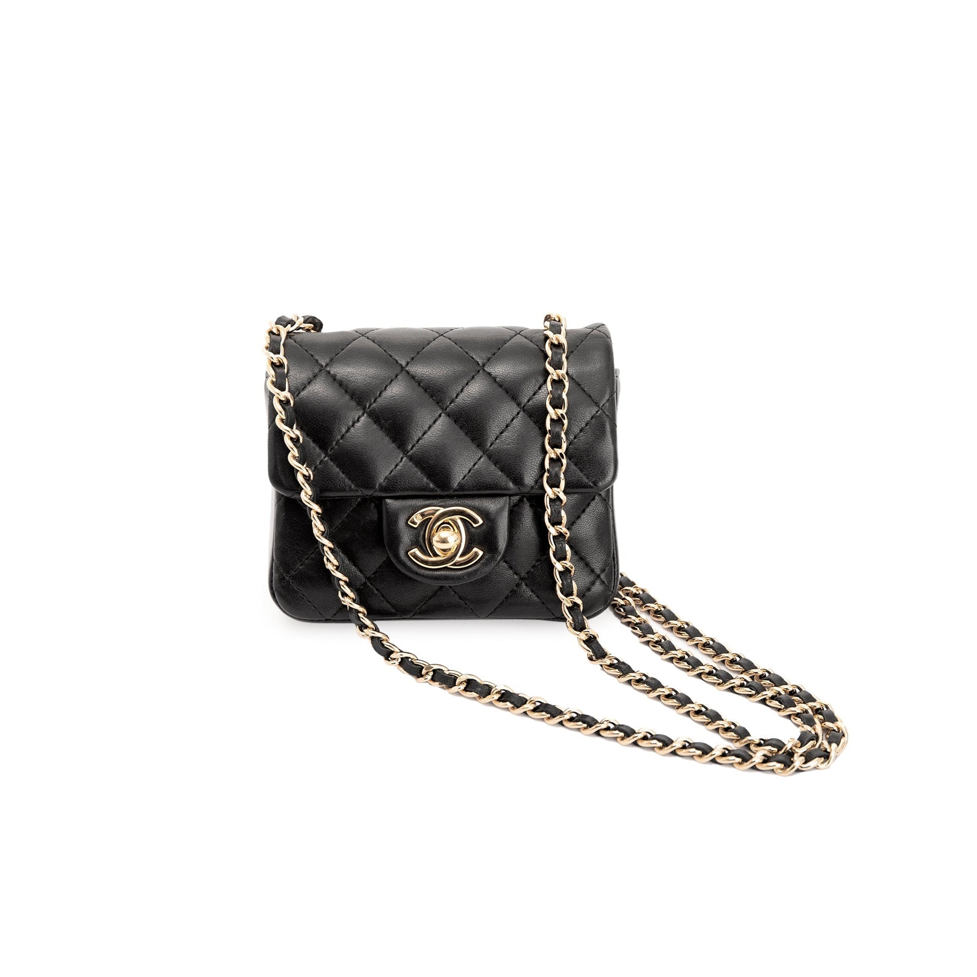 Chanel Quilted Classic Flap Card Holder Lambskin Black Wallet Case