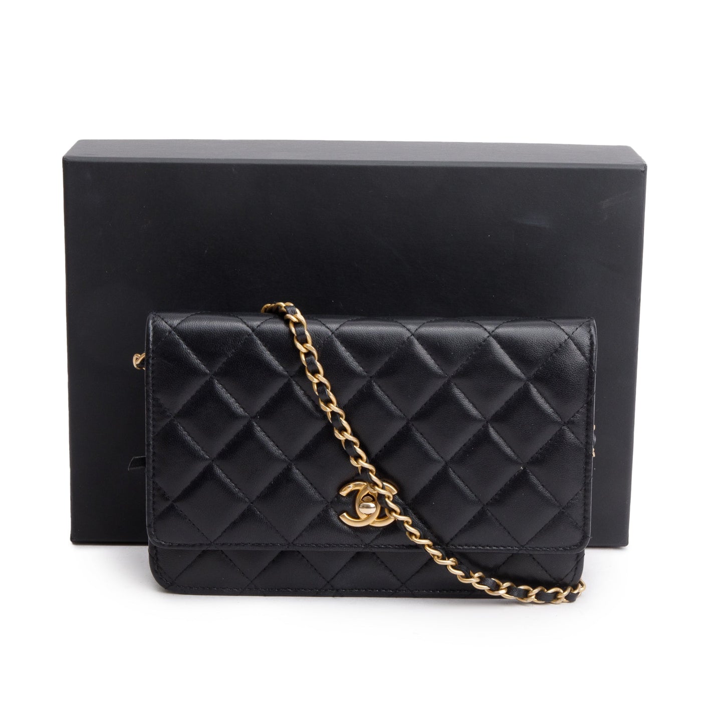 Chanel Quilted CC Coco Crush Classic Leather Lambskin Black Wallet Case