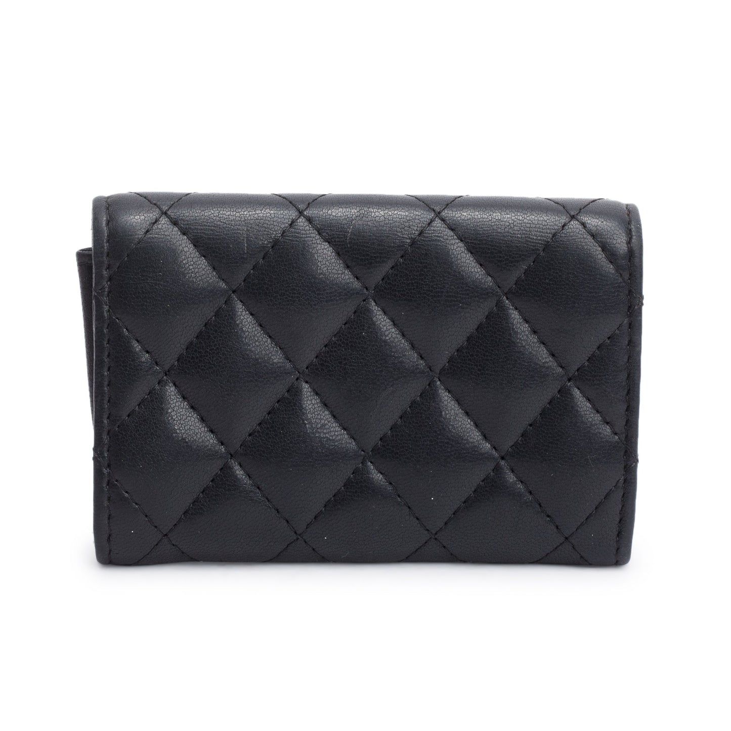 Chanel Quilted Classic Flap Card Holder Leather Lambskin Black Wallet Case