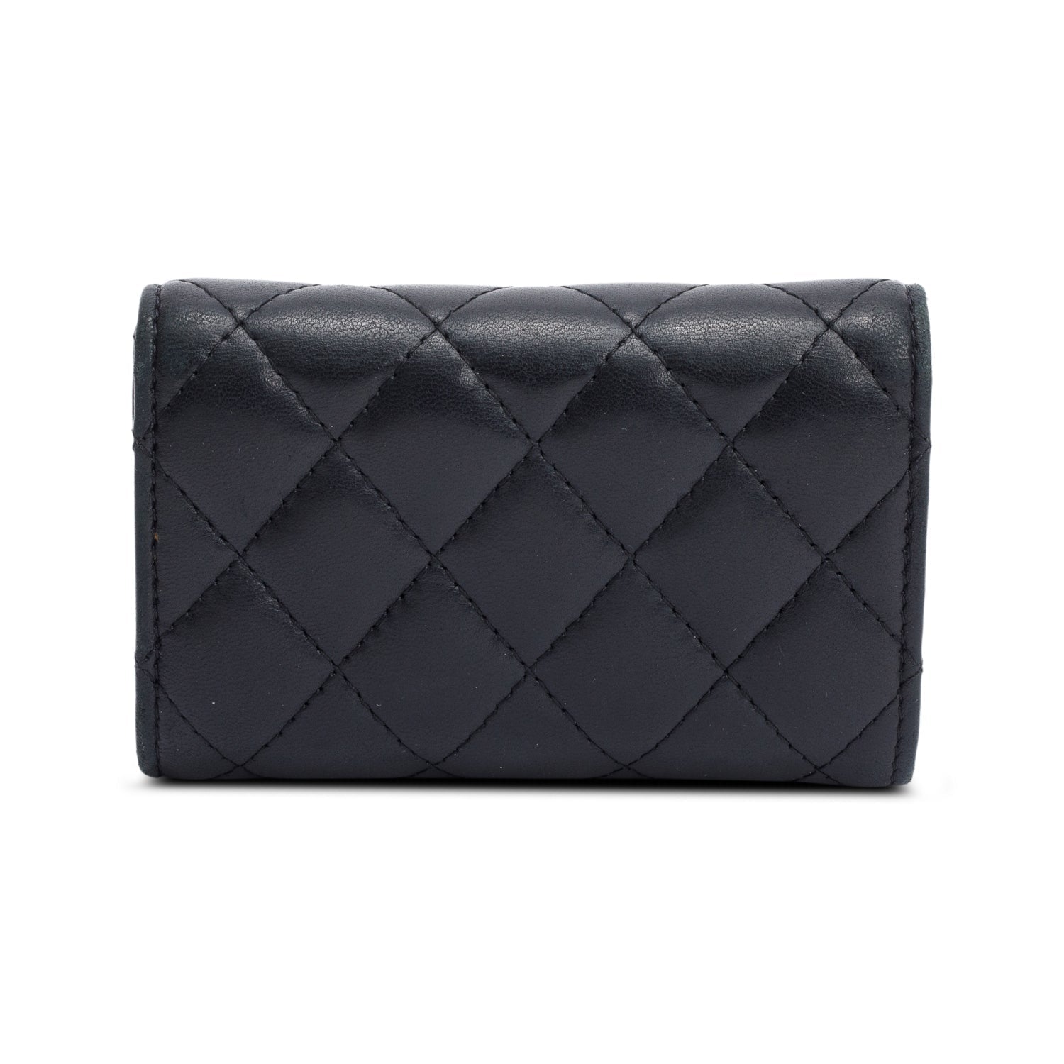 Chanel Quilted Classic Flap Card Holder Leather Lambskin Black Wallet Case Card Holder