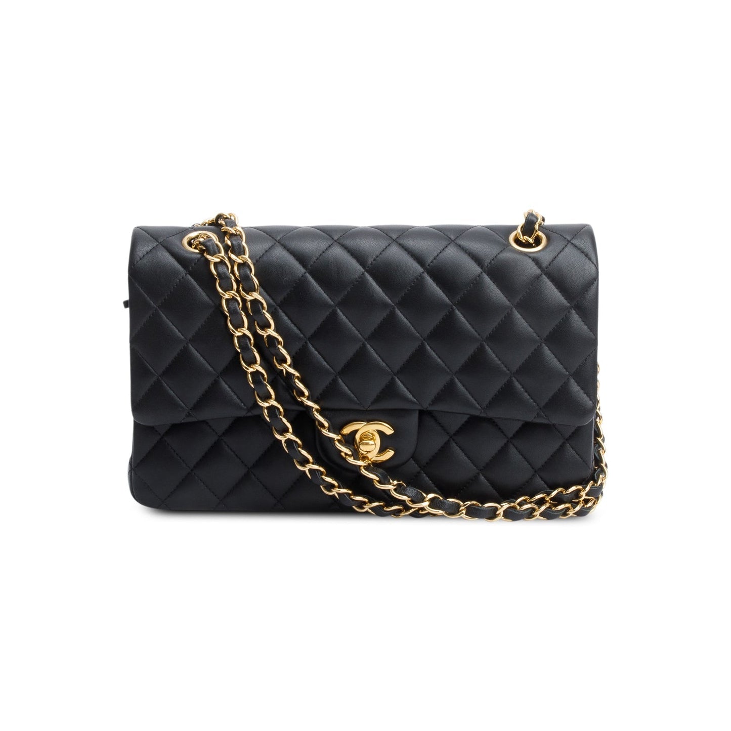 Chanel Quilted Classic Double Flap Leather Lambskin Black Travel Bag 4