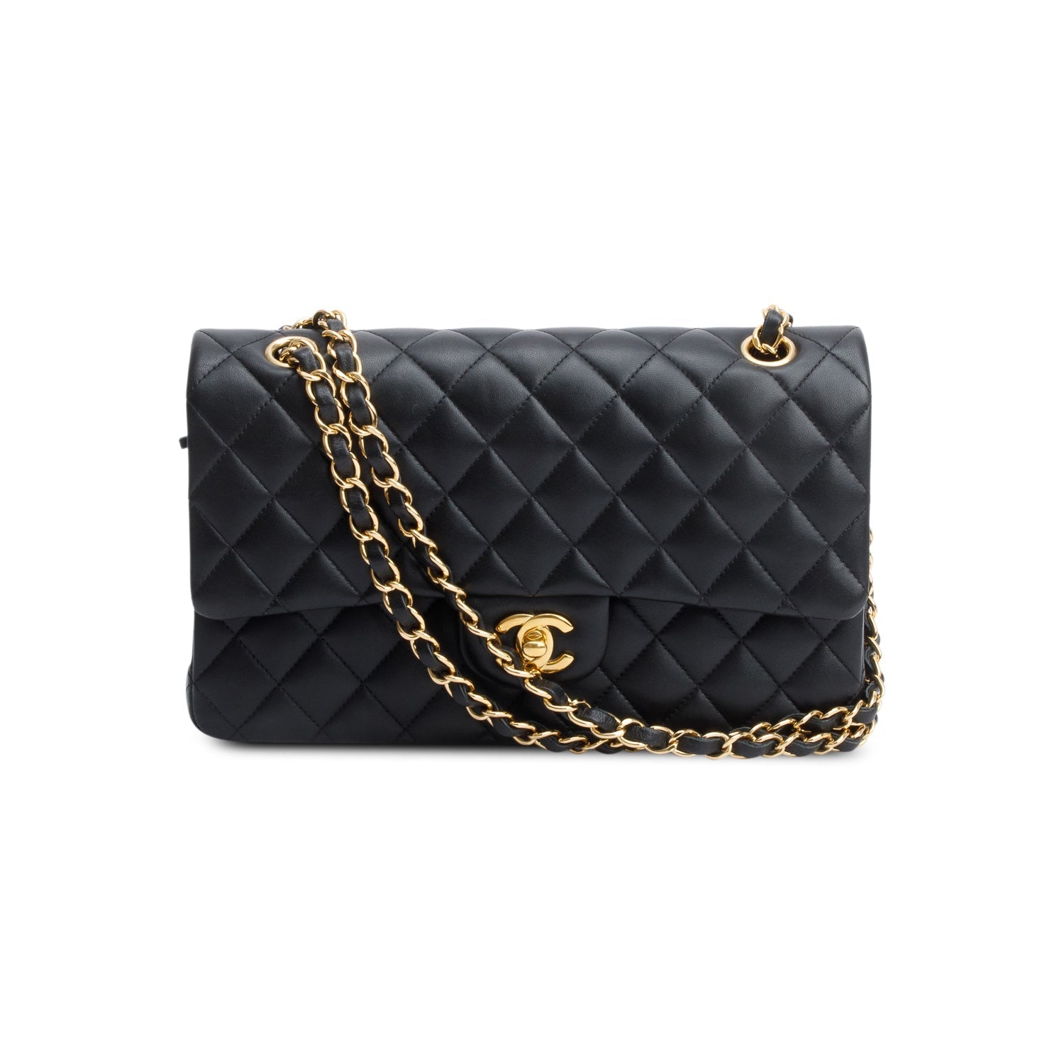 Chanel Quilted Classic Double Flap Leather Lambskin Black Travel Bag 4