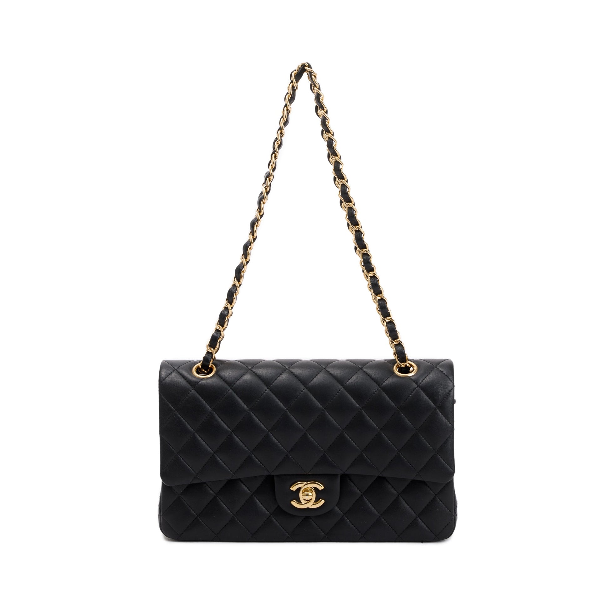 Chanel Quilted Classic Double Flap Leather Lambskin Black Travel Bag