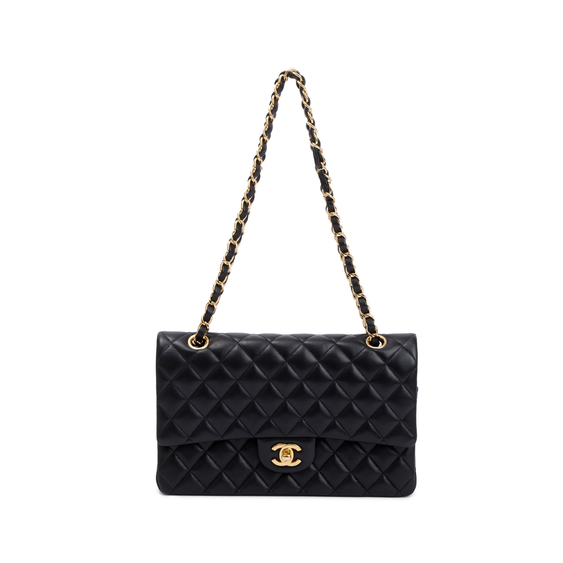 Chanel Quilted Classic Double Flap Leather Lambskin Black Travel Bag Flap Bag
