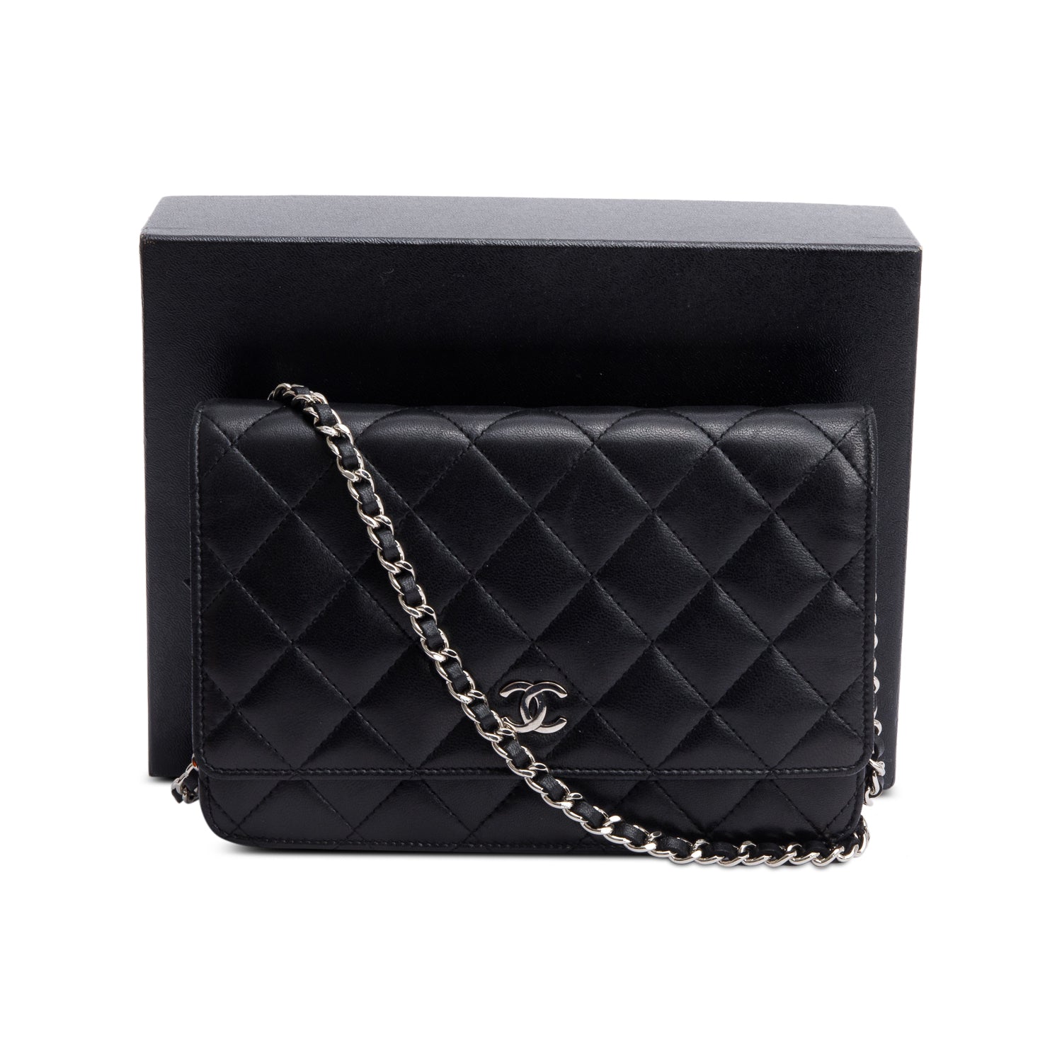 Chanel Quilted Classic on Leather Lambskin Black Wallet Case Authenticity Card