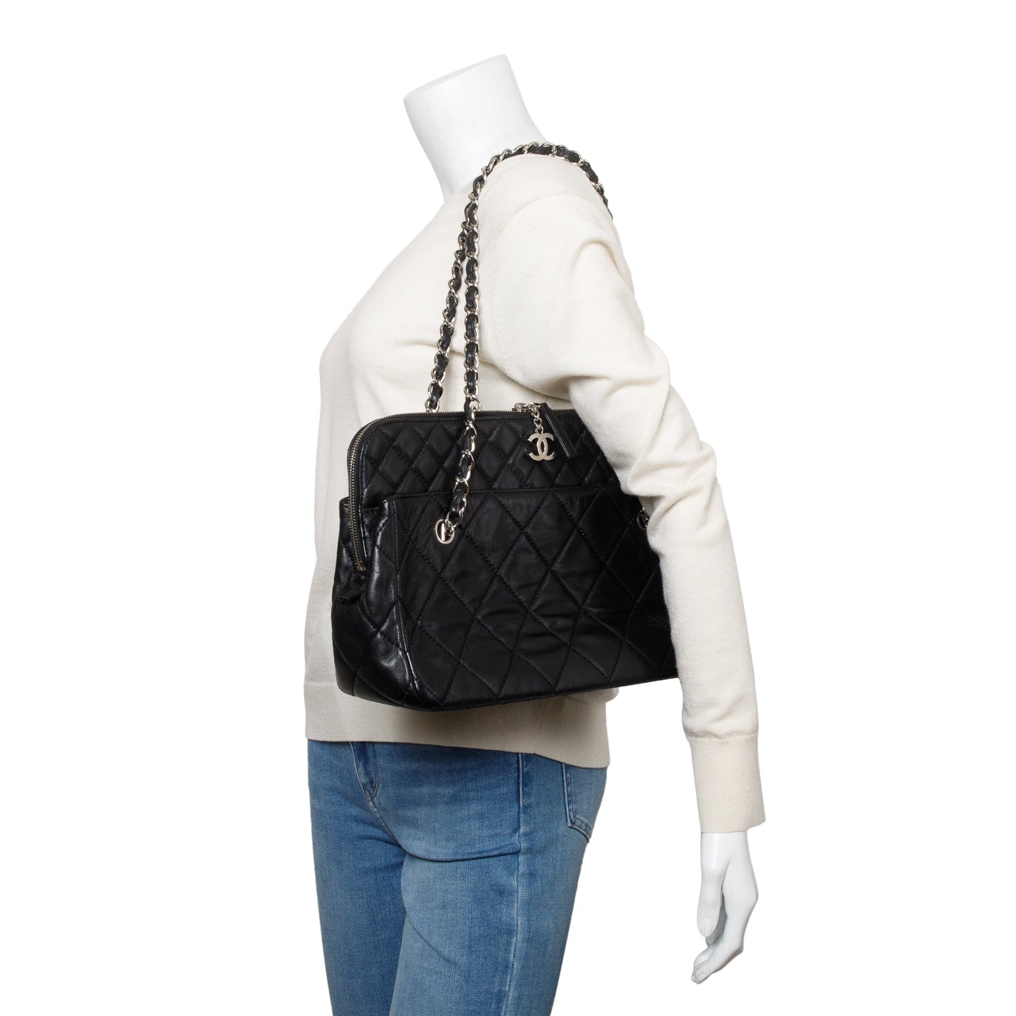 Chanel Quilted Business Camera Leather Lambskin Black Travel Bag