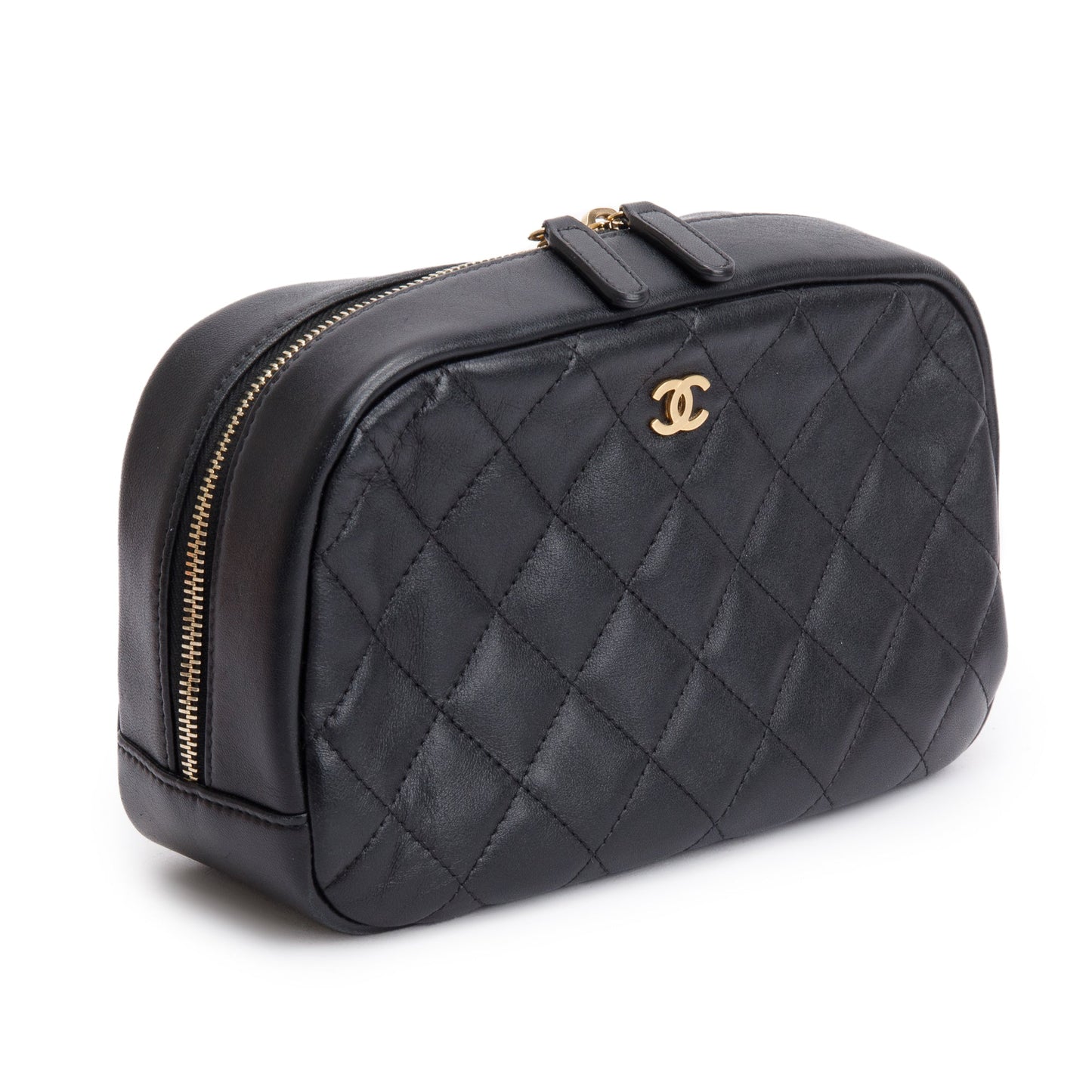 Chanel Quilted Classic Leather Lambskin Black Travel Bag