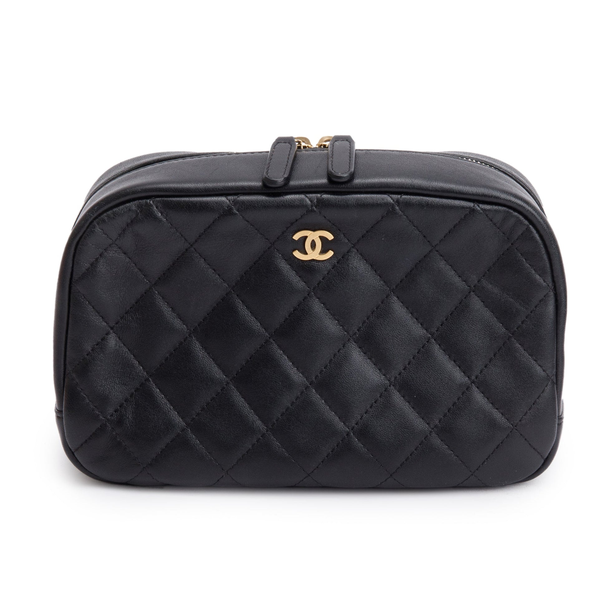 Chanel Quilted Classic Leather Lambskin Black Travel Bag