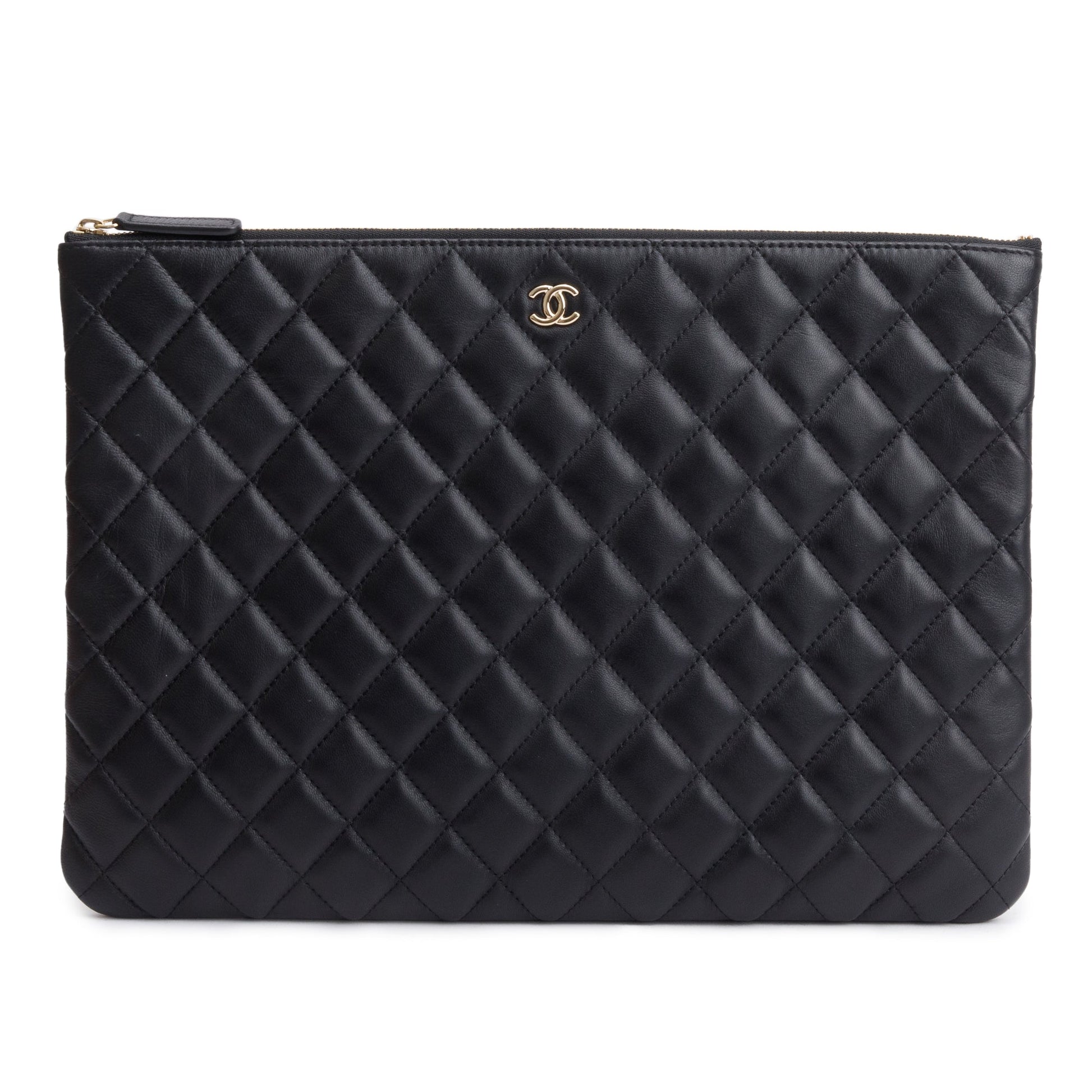 Chanel Quilted O Leather Lambskin Black Travel Bag Authenticity Card