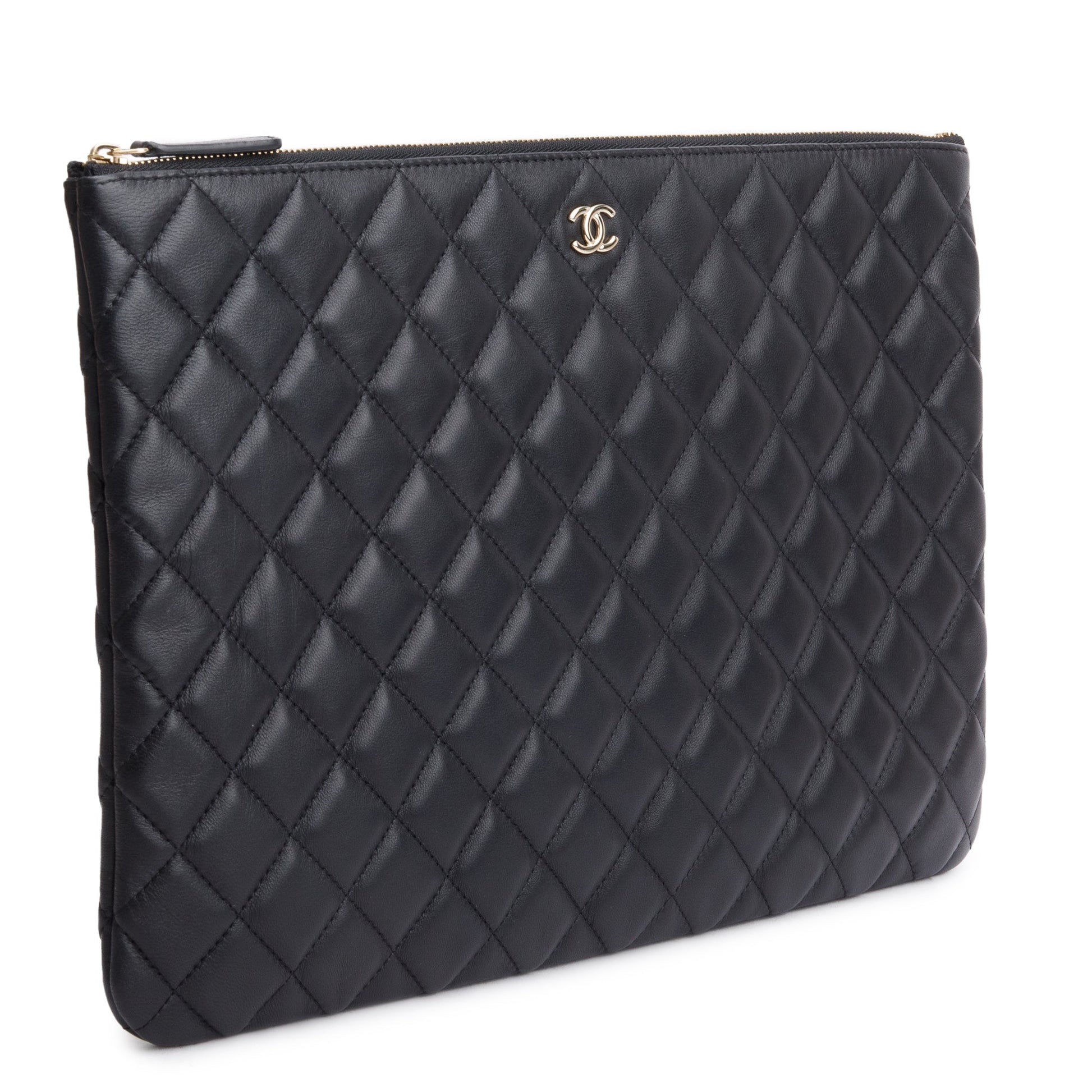 Chanel Quilted O Leather Lambskin Black Travel Bag Authenticity Card