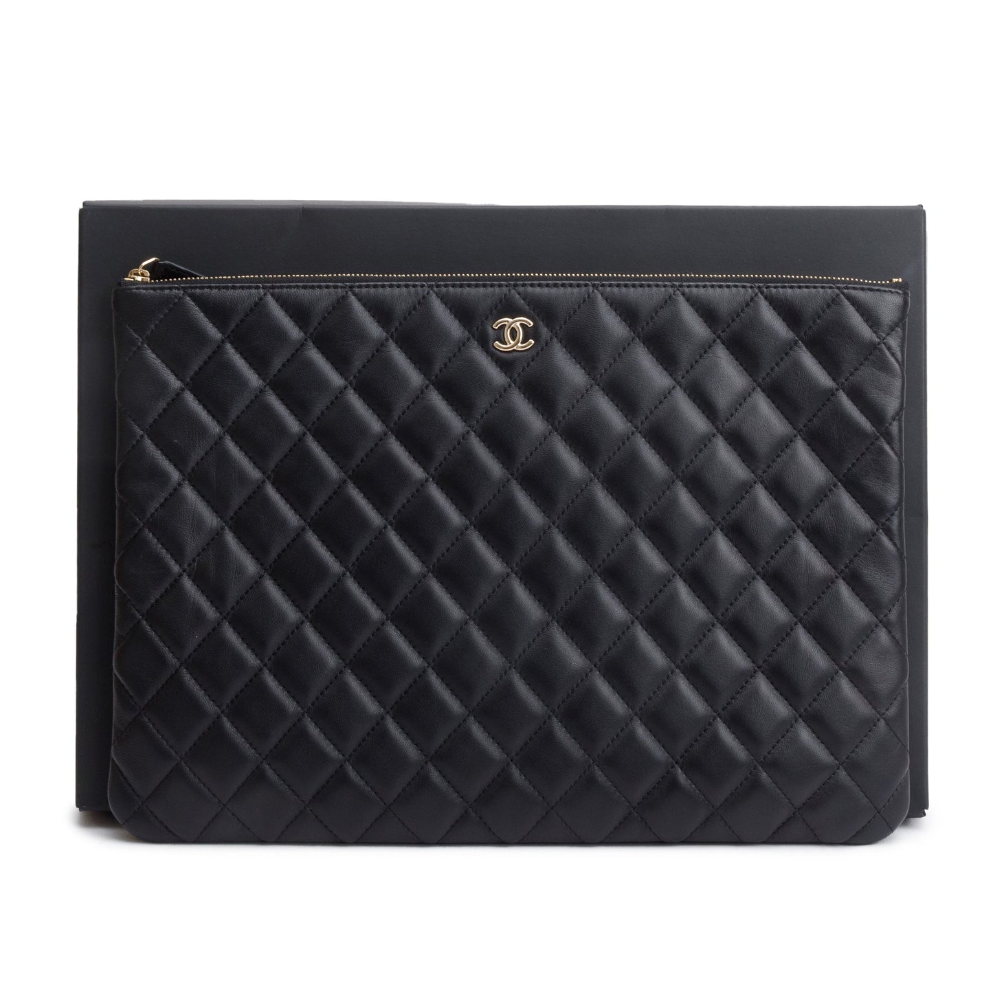Chanel Quilted O Leather Lambskin Black Travel Bag Authenticity Card
