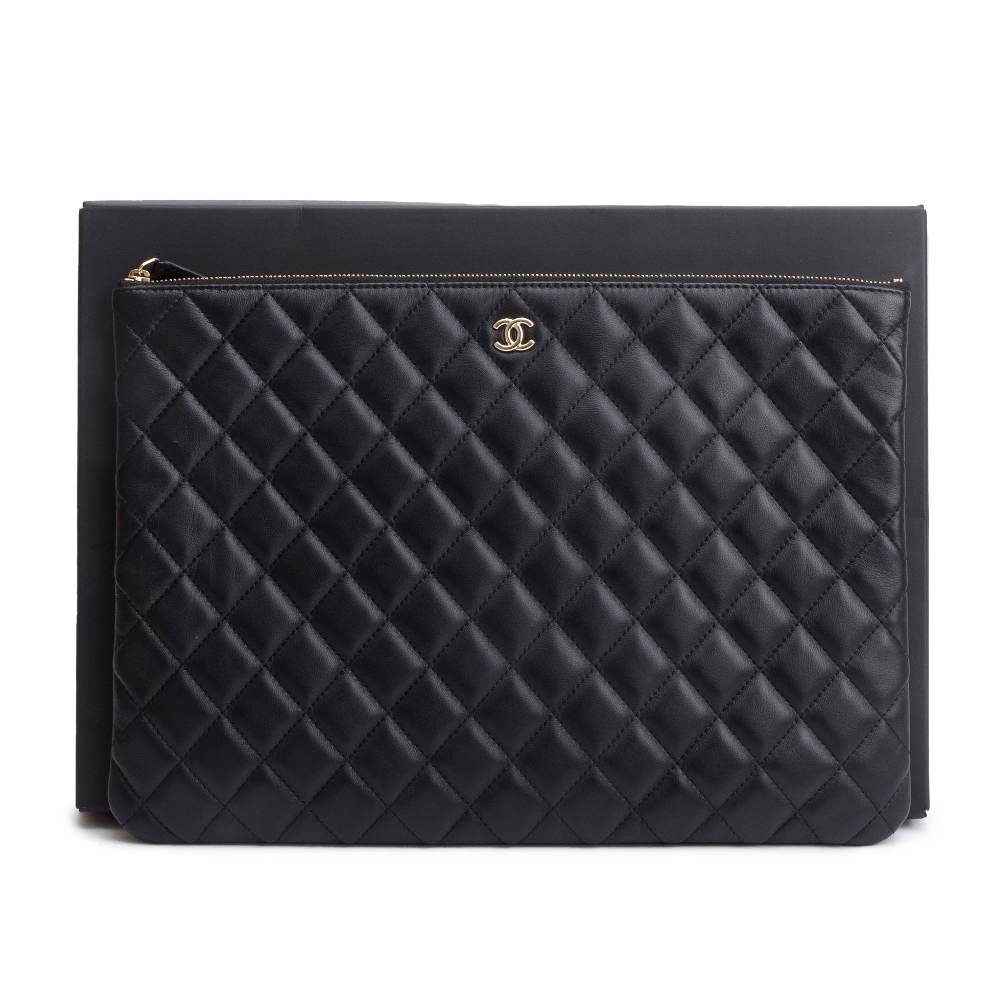 Chanel Quilted O Leather Lambskin Black Travel Bag Authenticity Card
