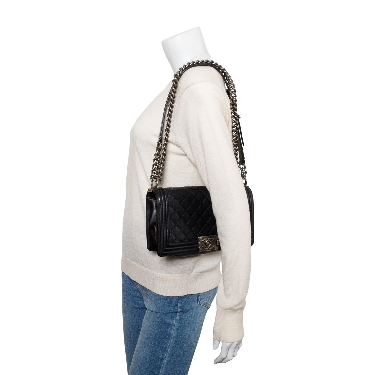 Chanel Quilted Boy Leather Lambskin Black Travel Bag