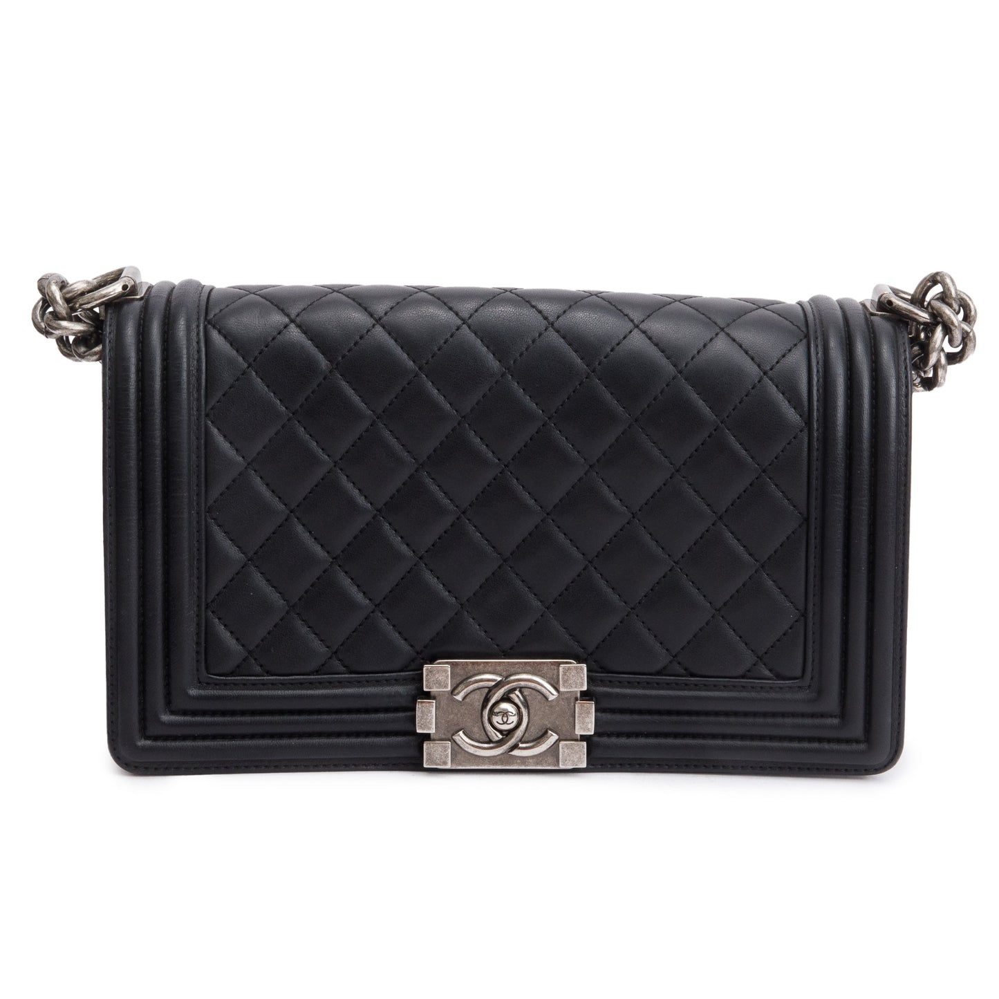 Chanel Quilted Boy Leather Lambskin Black Travel Bag