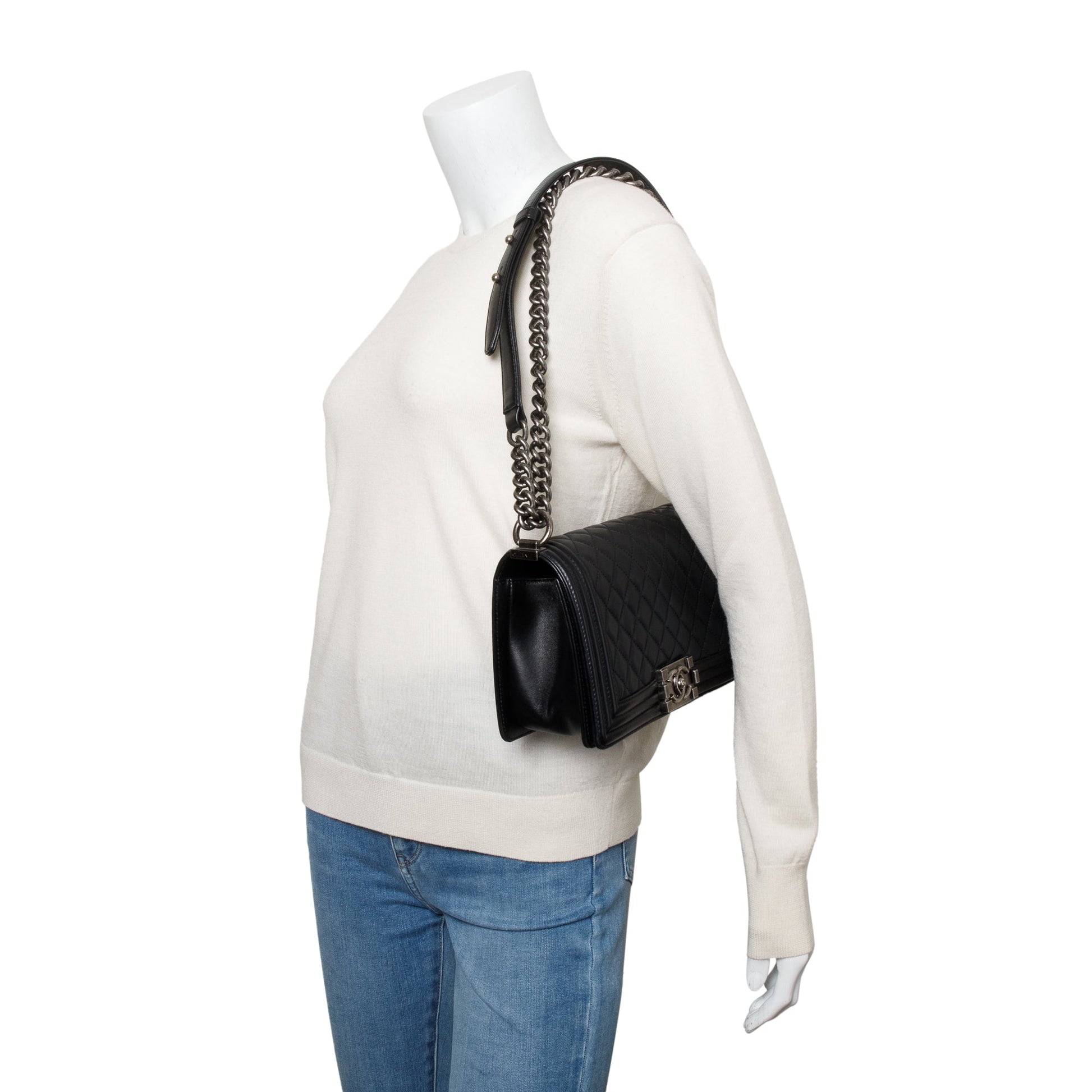 Chanel Quilted Boy Leather Lambskin Black Travel Bag 4