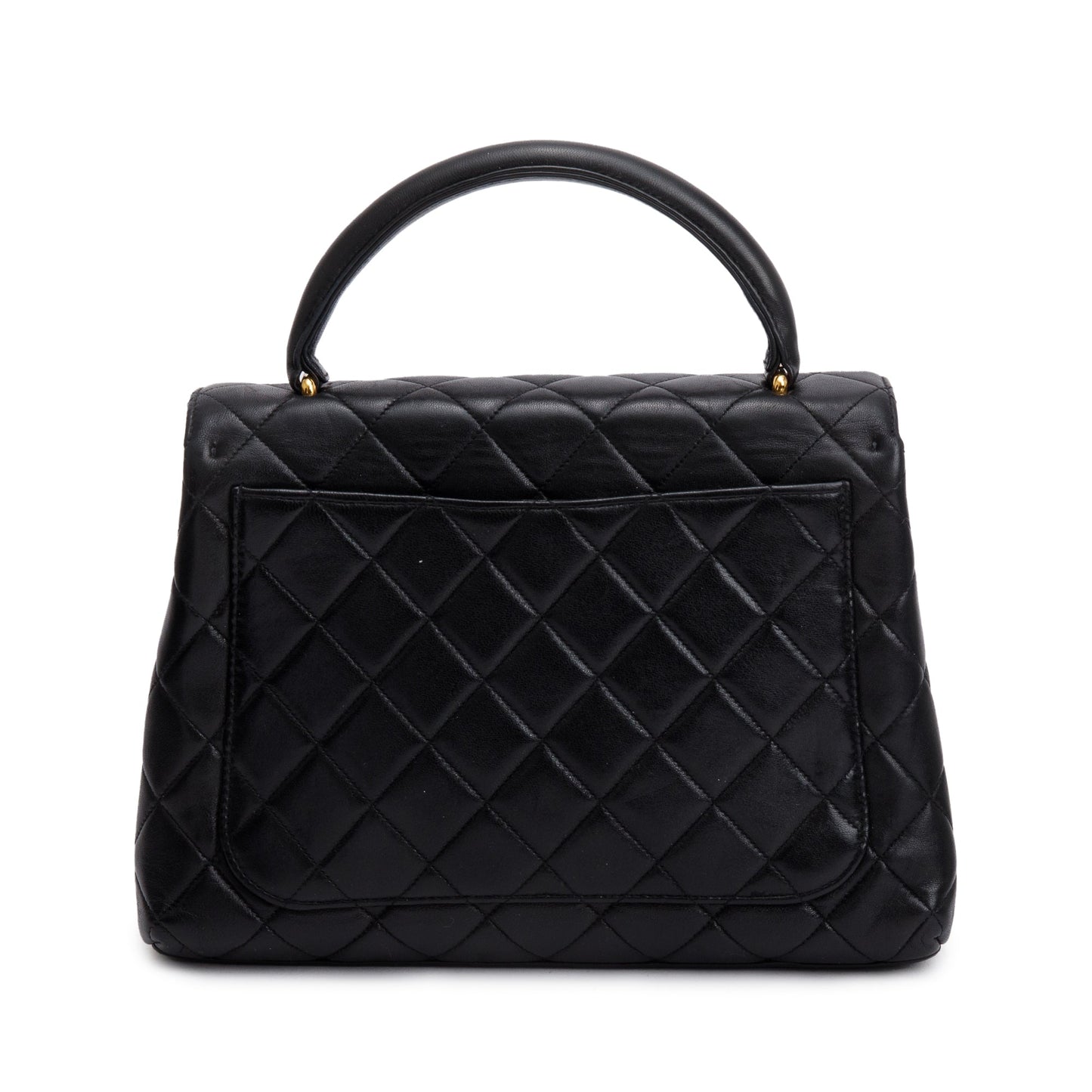 Chanel Quilted Kelly Top Handle Leather Lambskin Black Travel Bag