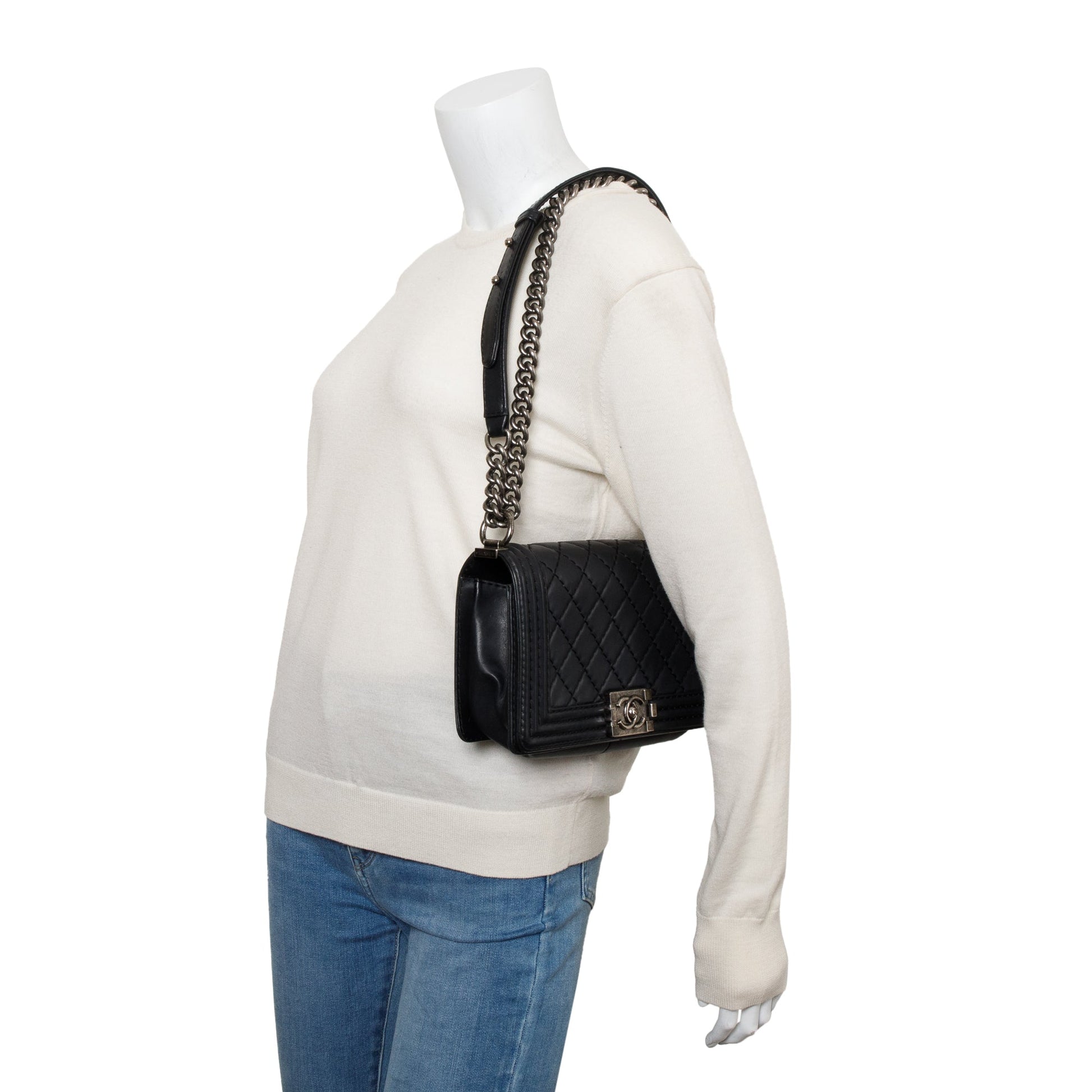Chanel Quilted Stitch It Boy Leather Lambskin Black Travel Bag