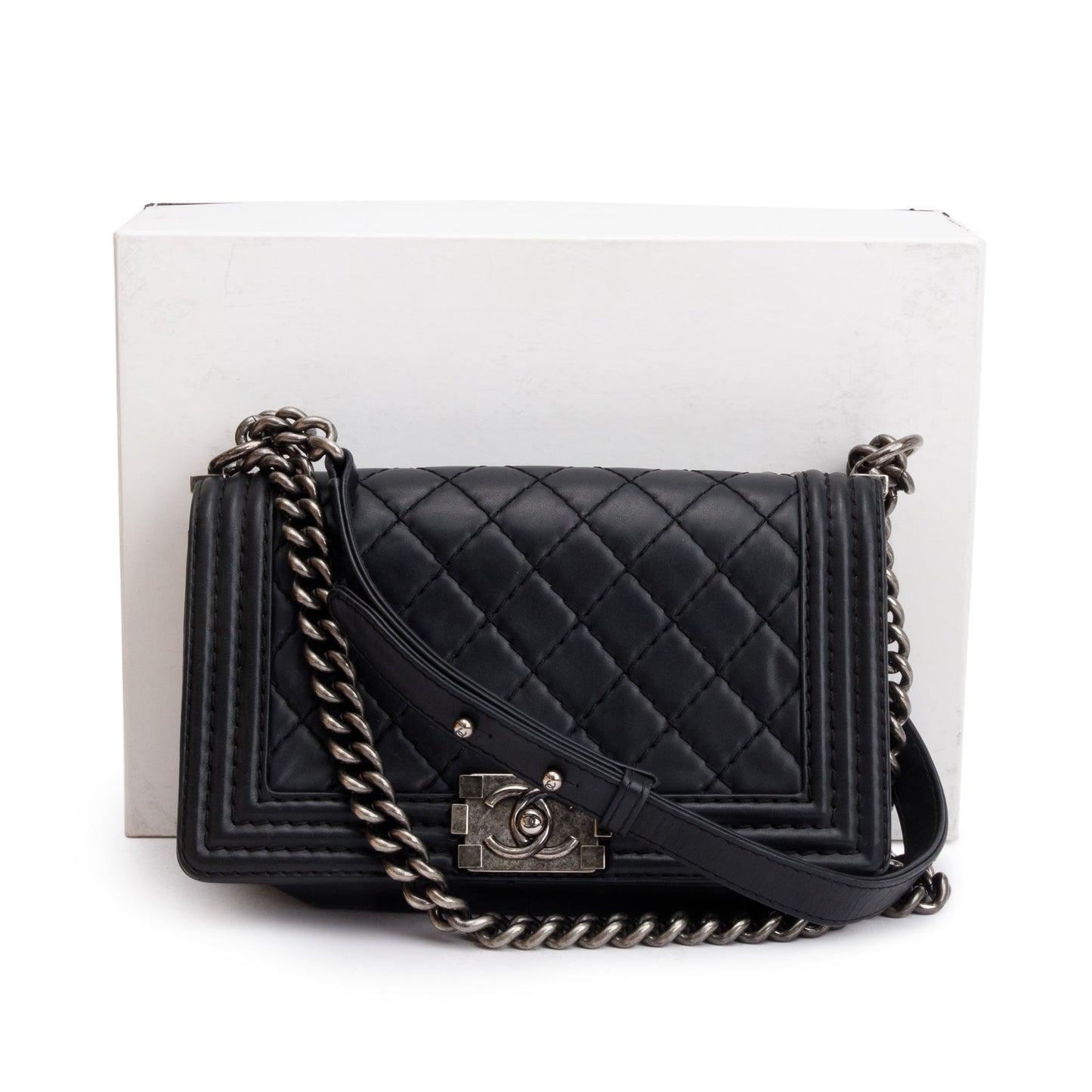Chanel Quilted Stitch It Boy Leather Lambskin Black Travel Bag