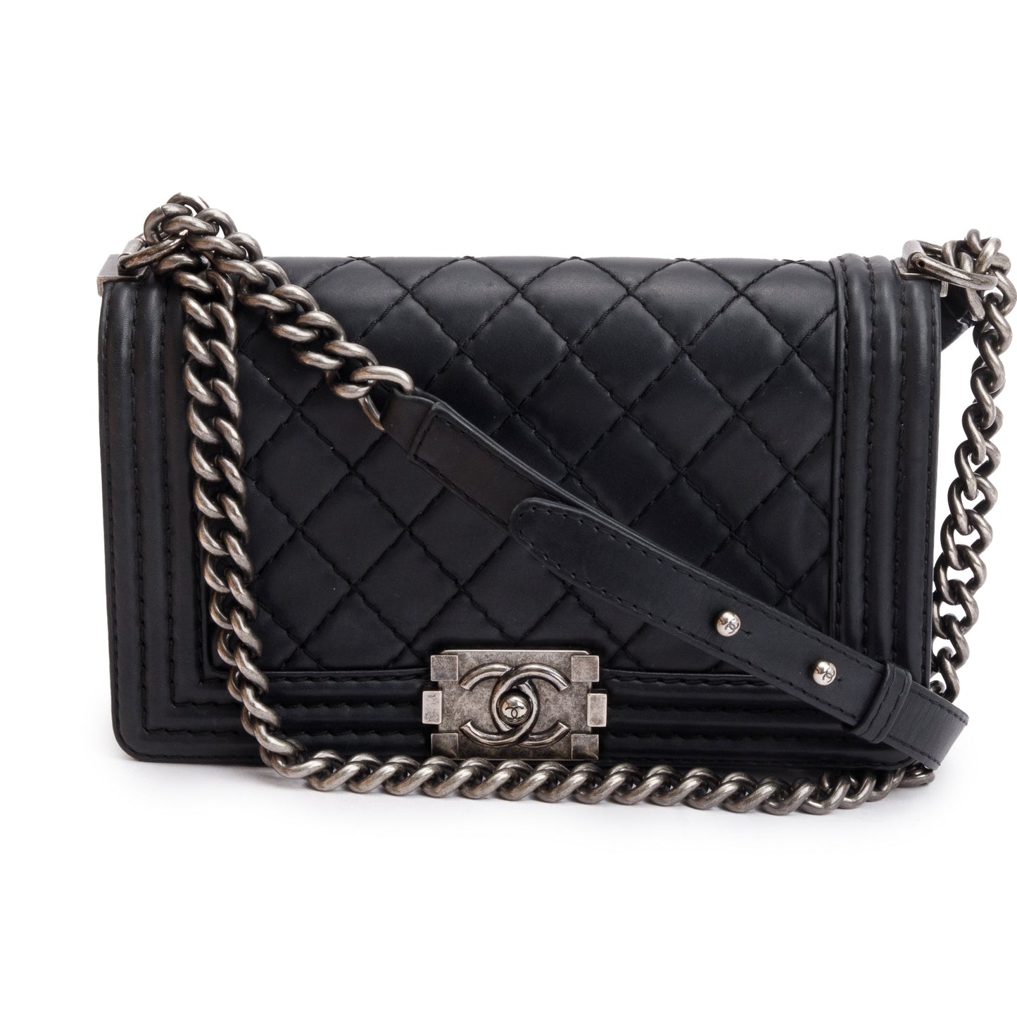 Chanel Quilted Stitch It Boy Leather Lambskin Black Travel Bag