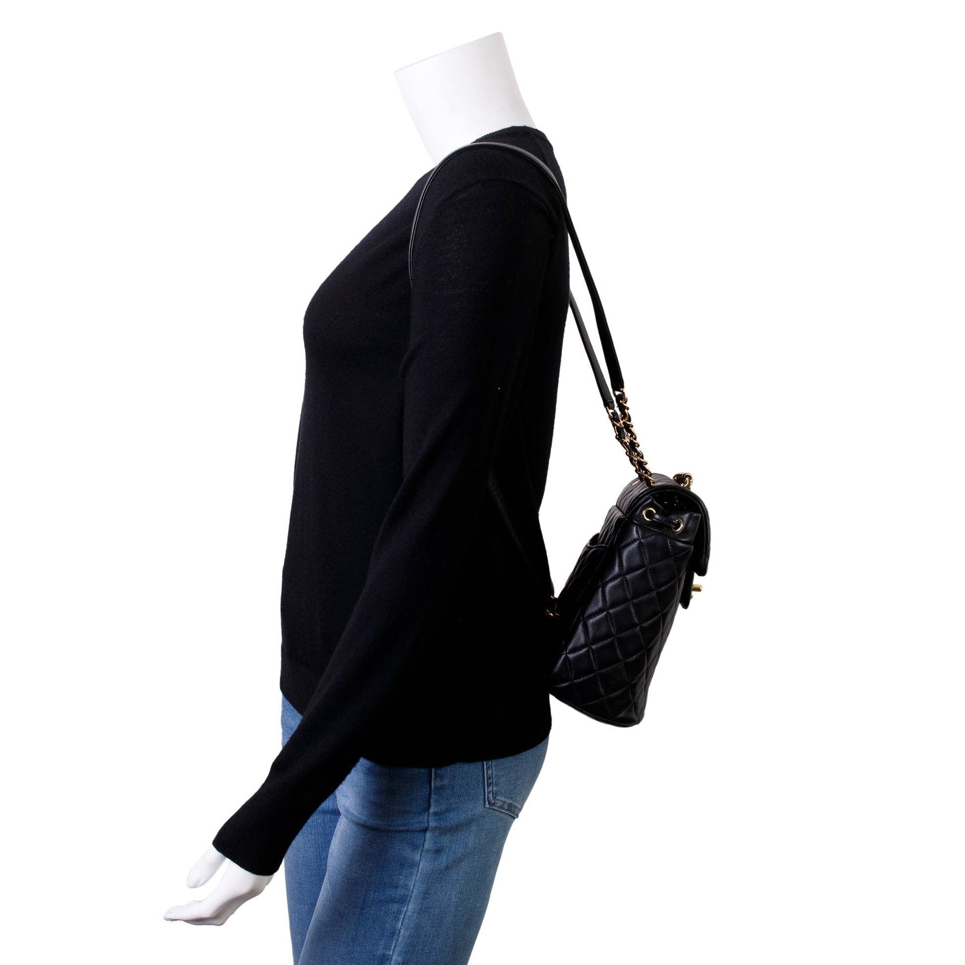 Chanel Quilted Urban Spirit Backpack Leather Lambskin Black Travel Bag