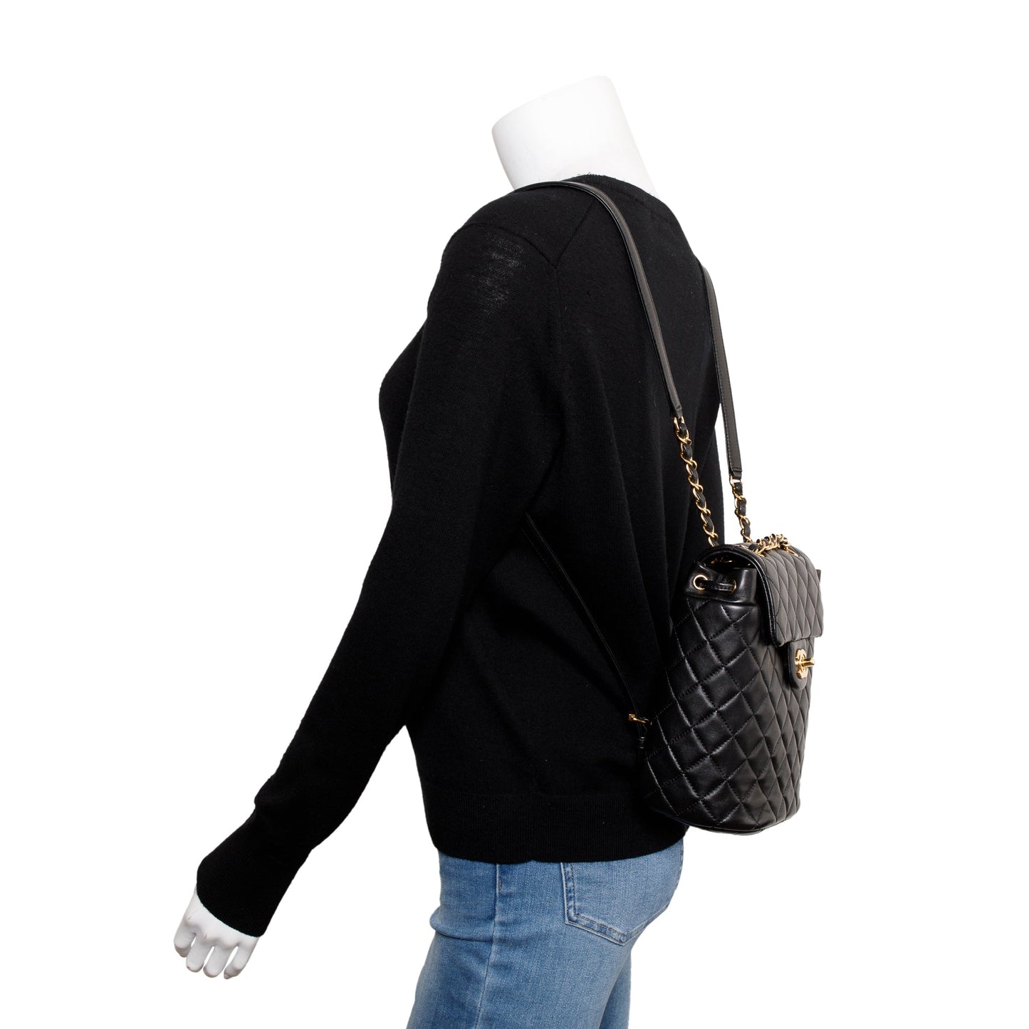 Chanel Quilted Urban Spirit Backpack Leather Lambskin Black Travel Bag Authenticity Card