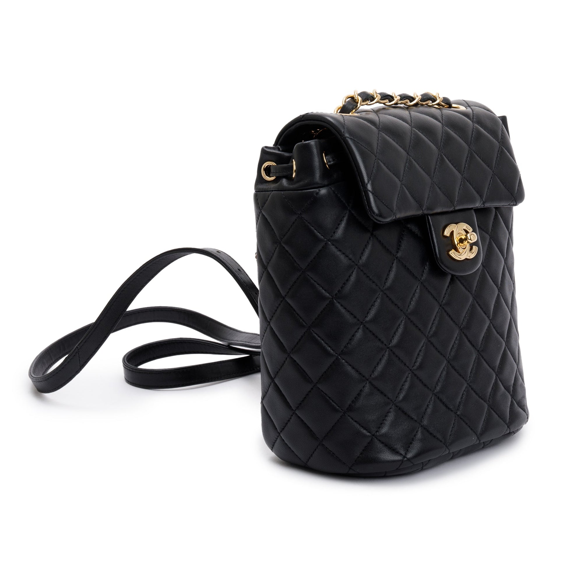Chanel Quilted Urban Spirit Backpack Leather Lambskin Black Travel Bag