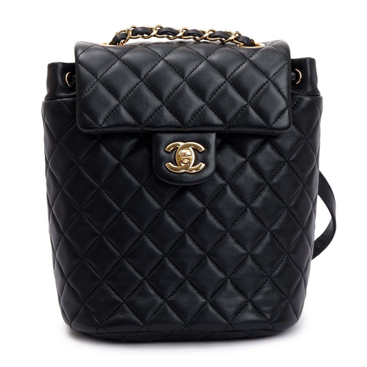 Chanel Quilted Urban Spirit Backpack Leather Lambskin Black Travel Bag