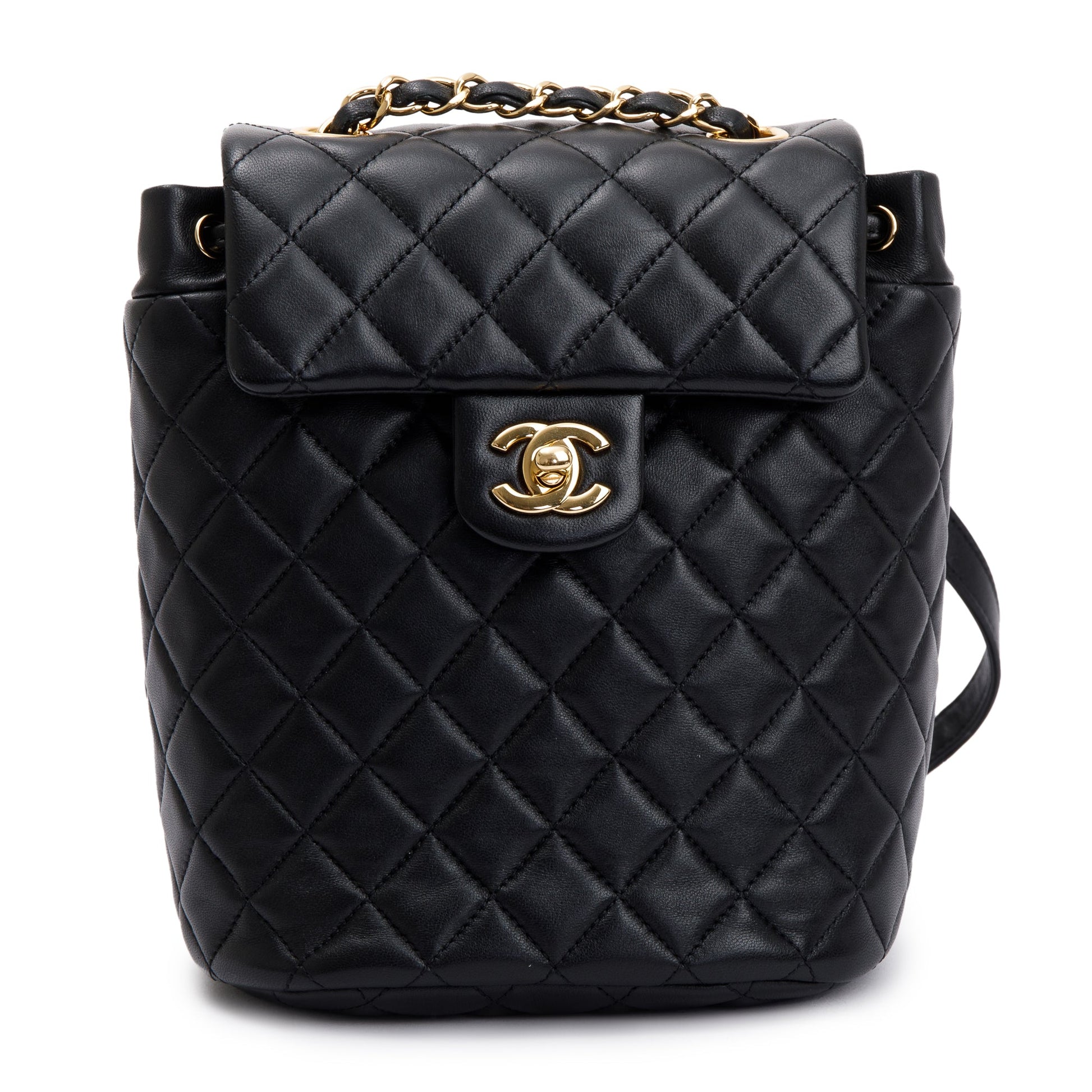 Chanel Quilted Urban Spirit Backpack Leather Lambskin Black Travel Bag