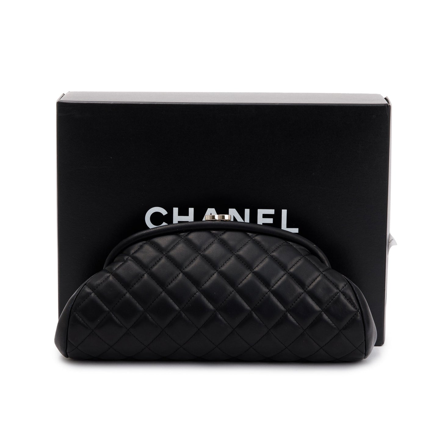 Chanel Quilted Timeless Frame Leather Lambskin Black Travel Bag