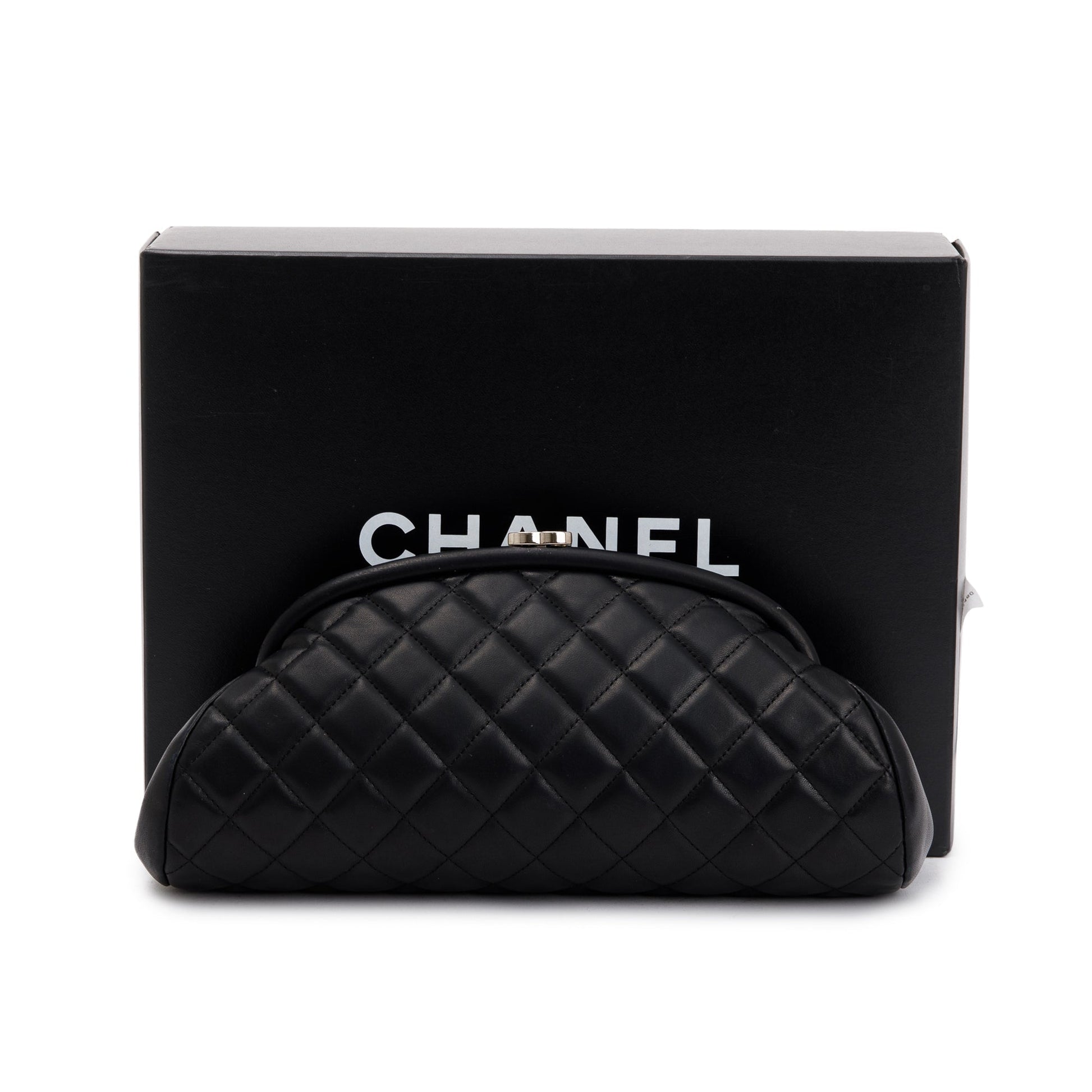 Chanel Quilted Timeless Frame Leather Lambskin Black Travel Bag