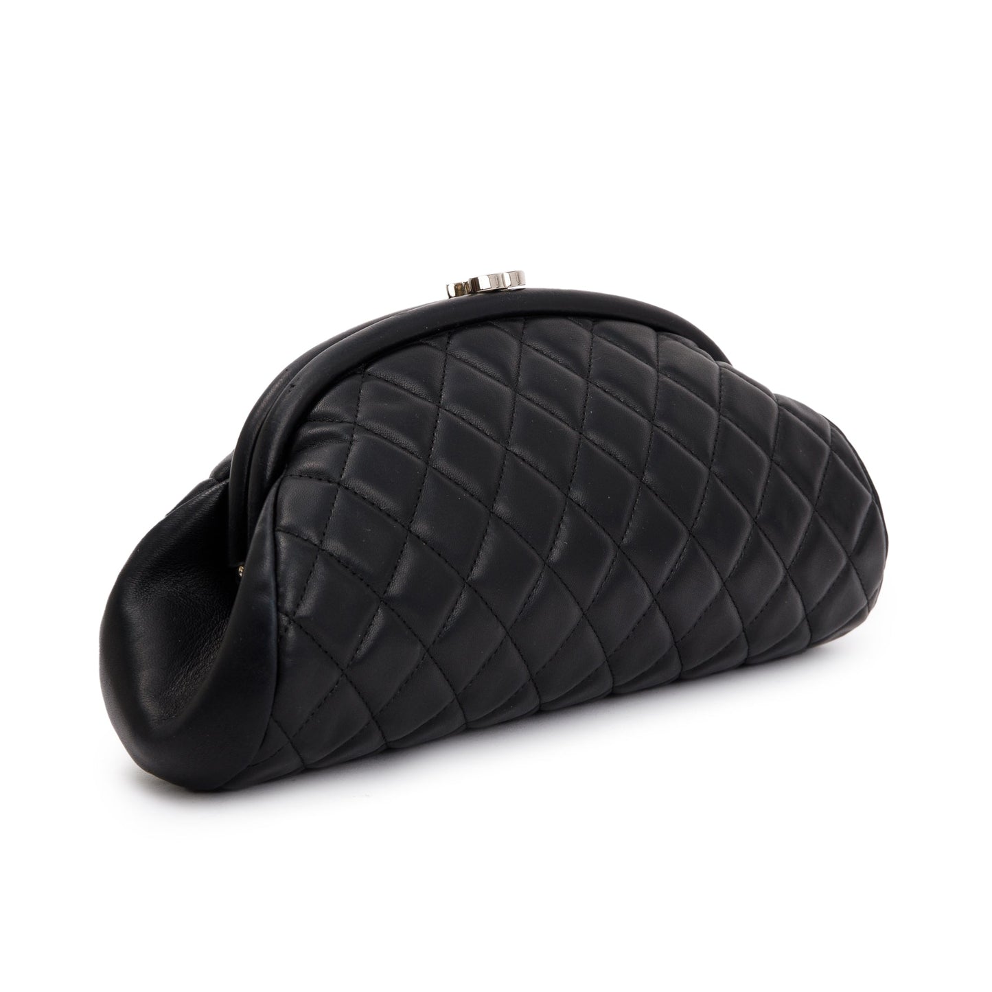 Chanel Quilted Timeless Frame Leather Lambskin Black Travel Bag