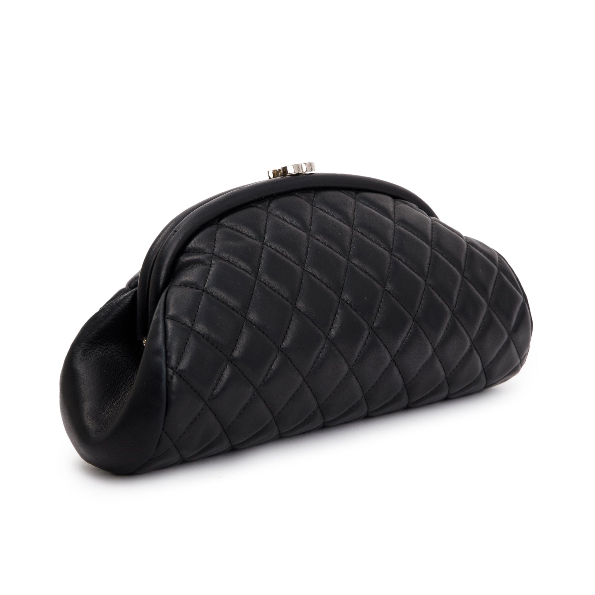Chanel Quilted Timeless Frame Leather Lambskin Black Travel Bag