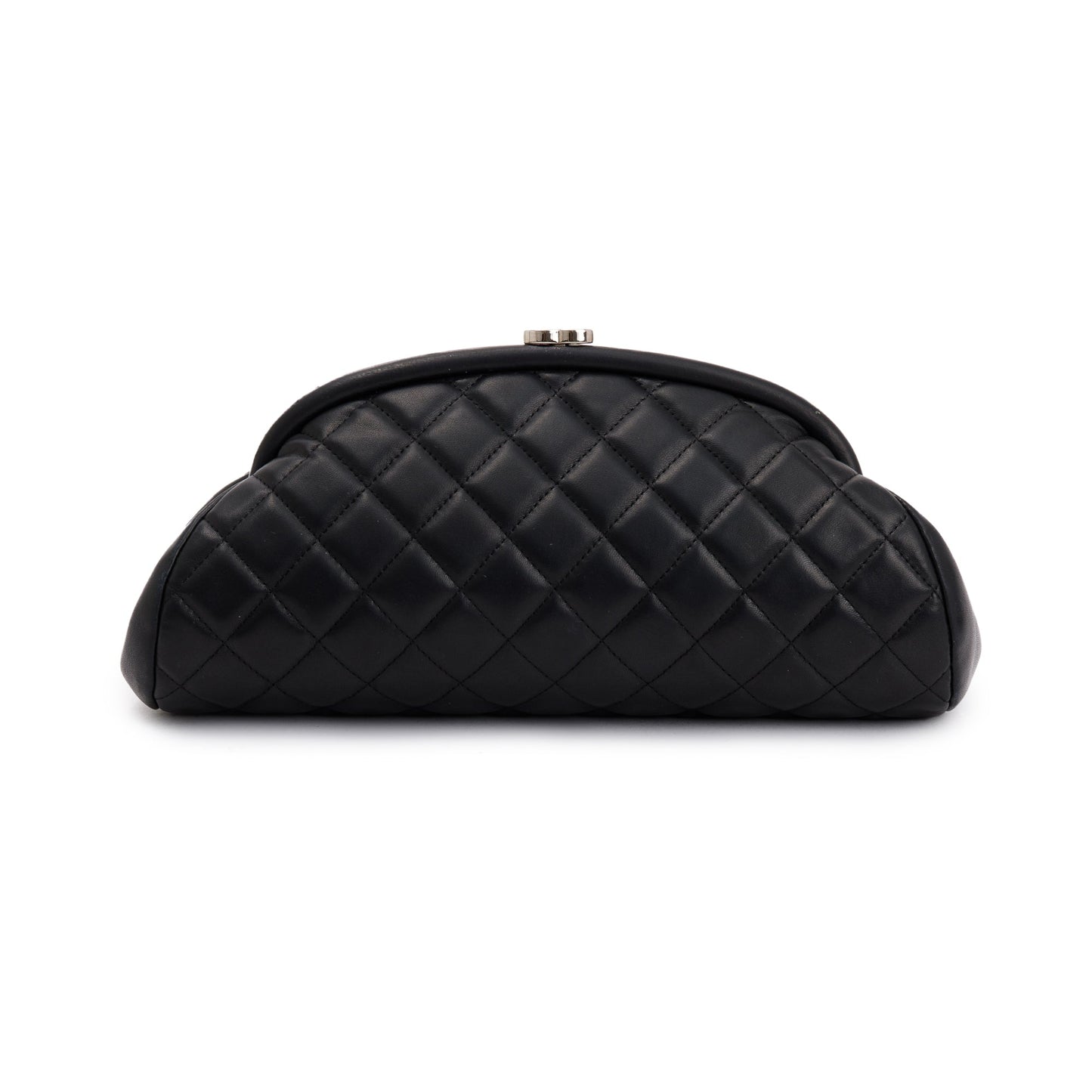Chanel Quilted Timeless Frame Leather Lambskin Black Travel Bag