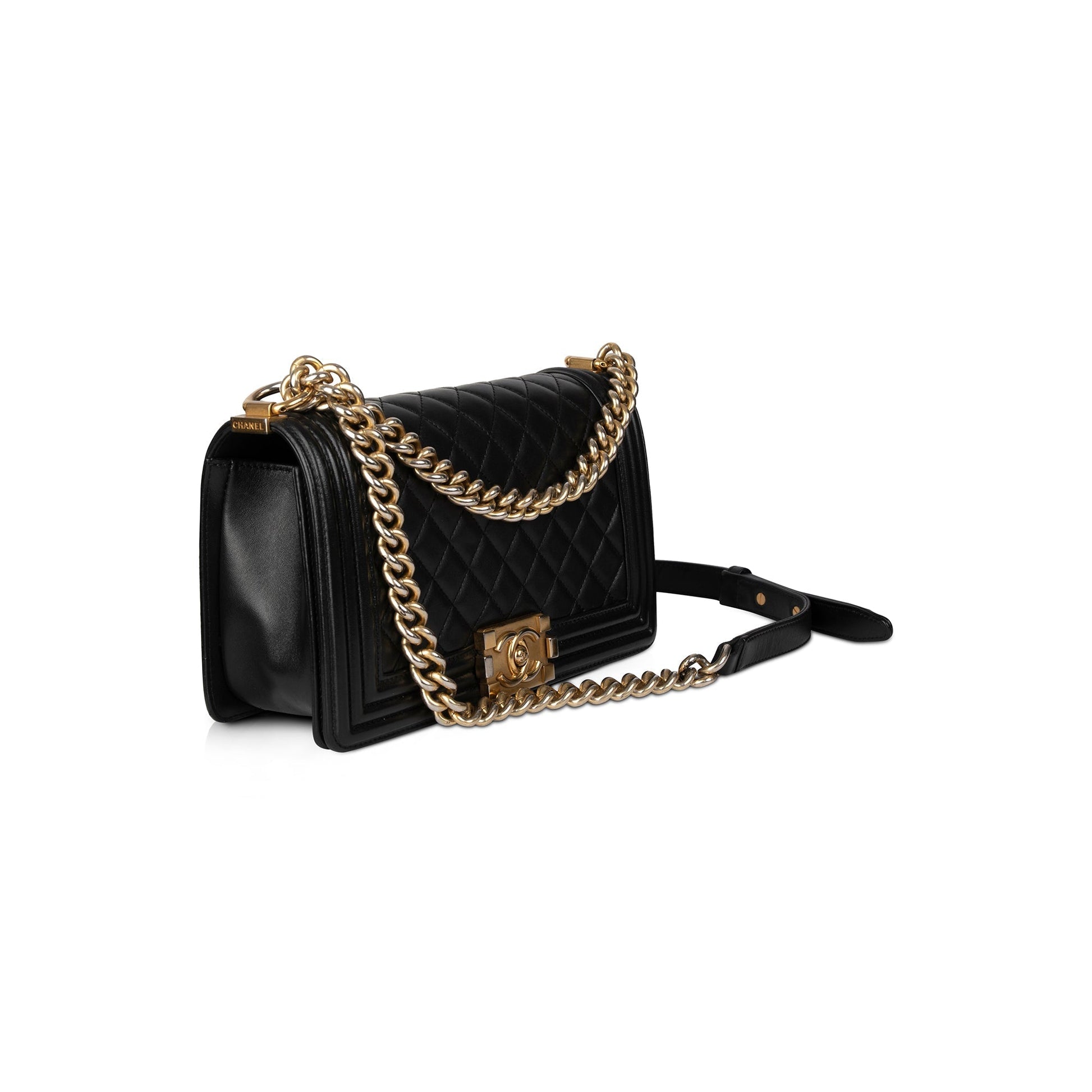 Chanel Quilted Boy Lambskin Black Travel Bag