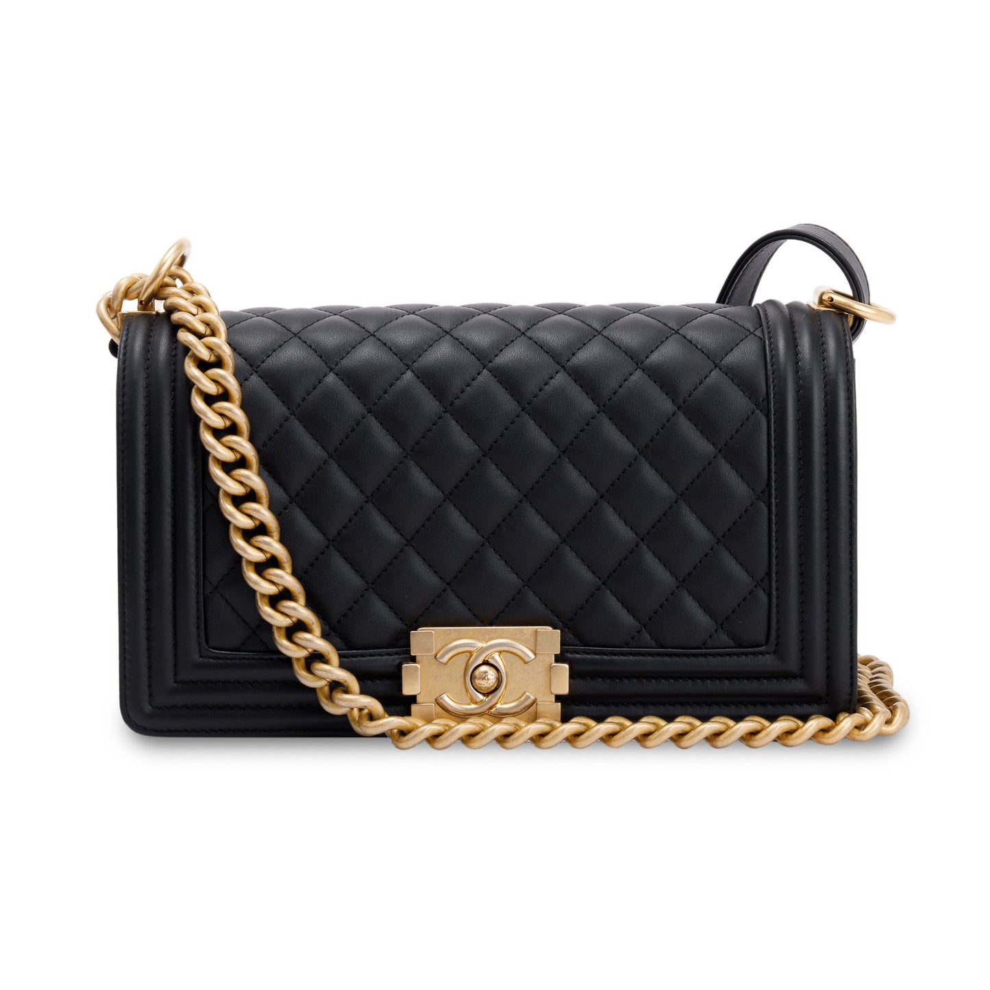 Chanel Quilted Boy Lambskin Black Travel Bag W Box