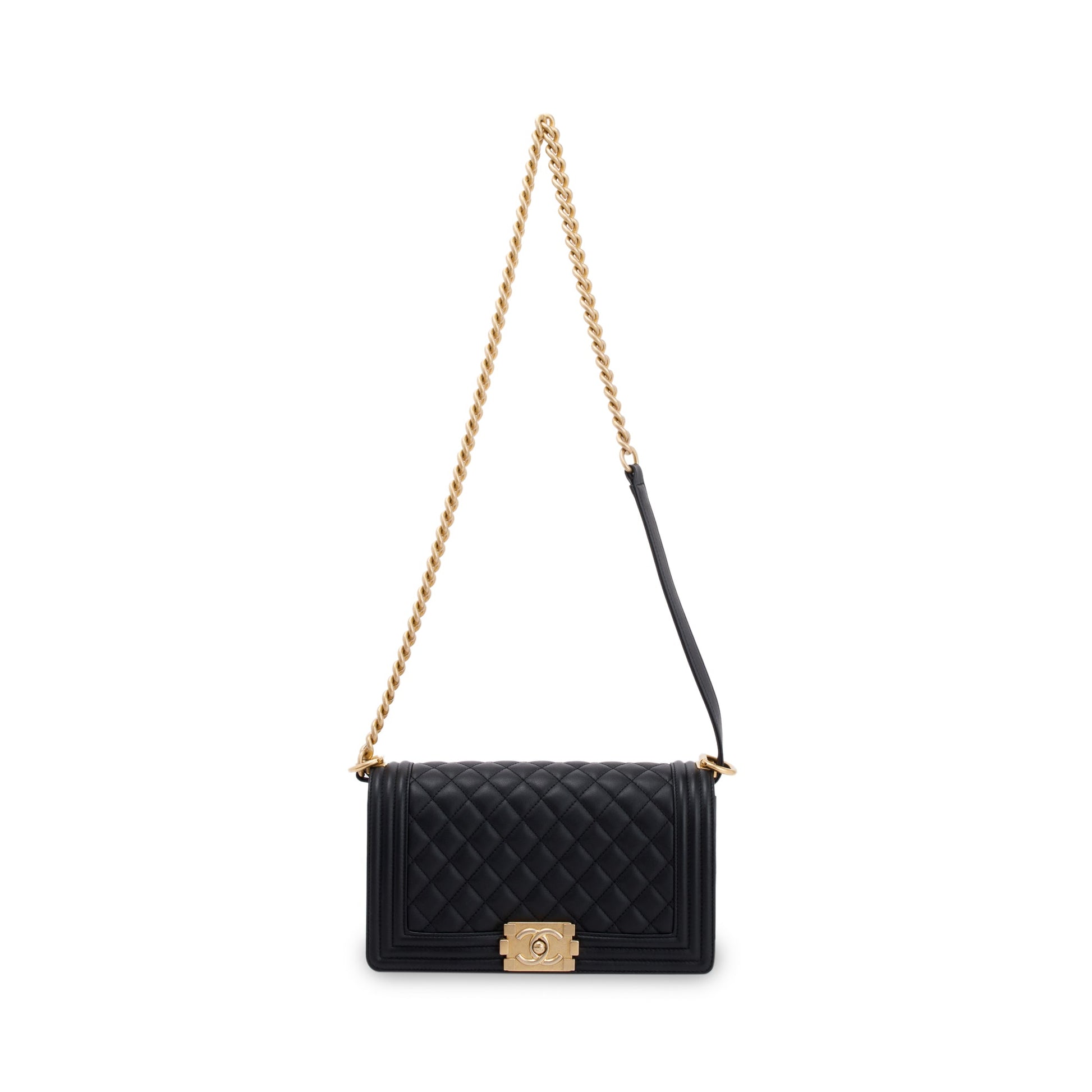 Chanel Quilted Boy Lambskin Black Travel Bag W Box