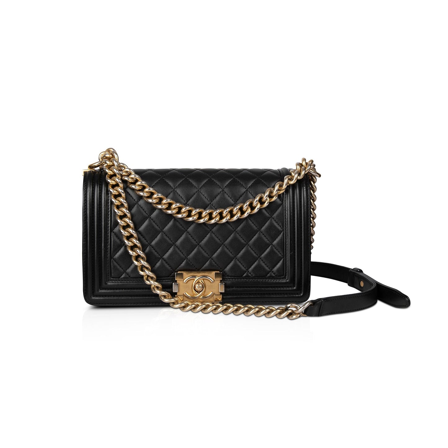 Chanel Quilted Boy Lambskin Black Travel Bag