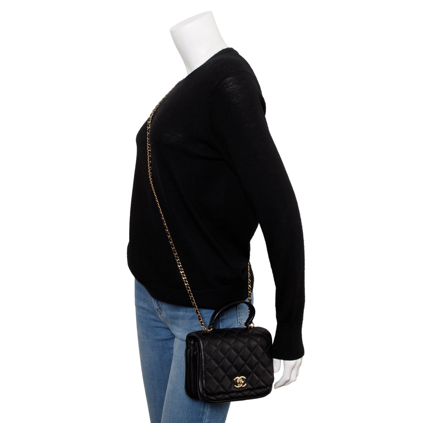 Chanel Quilted Citizen Chic Handle Flap Lambskin Black Travel Bag