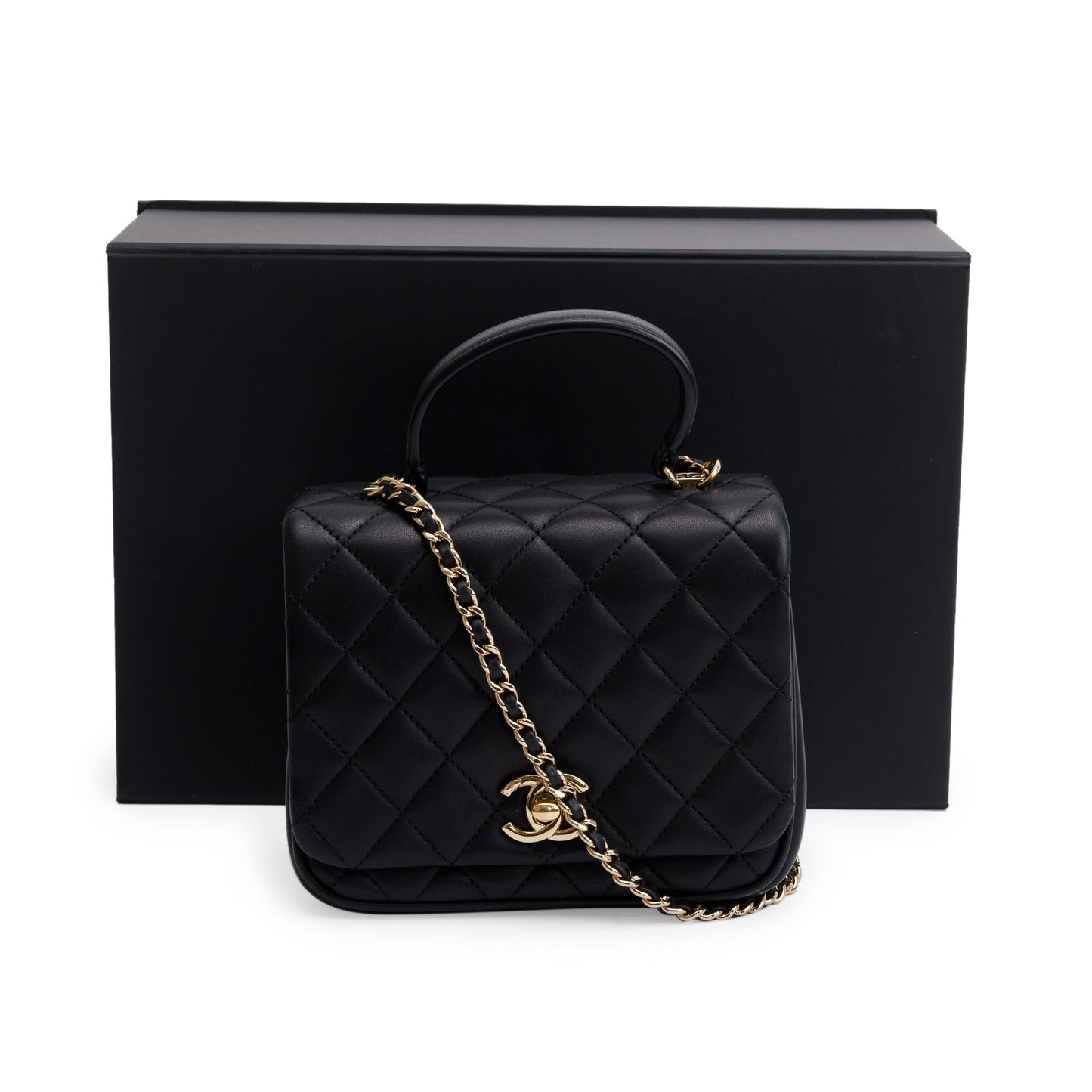 Chanel Quilted Citizen Chic Handle Flap Lambskin Black Travel Bag