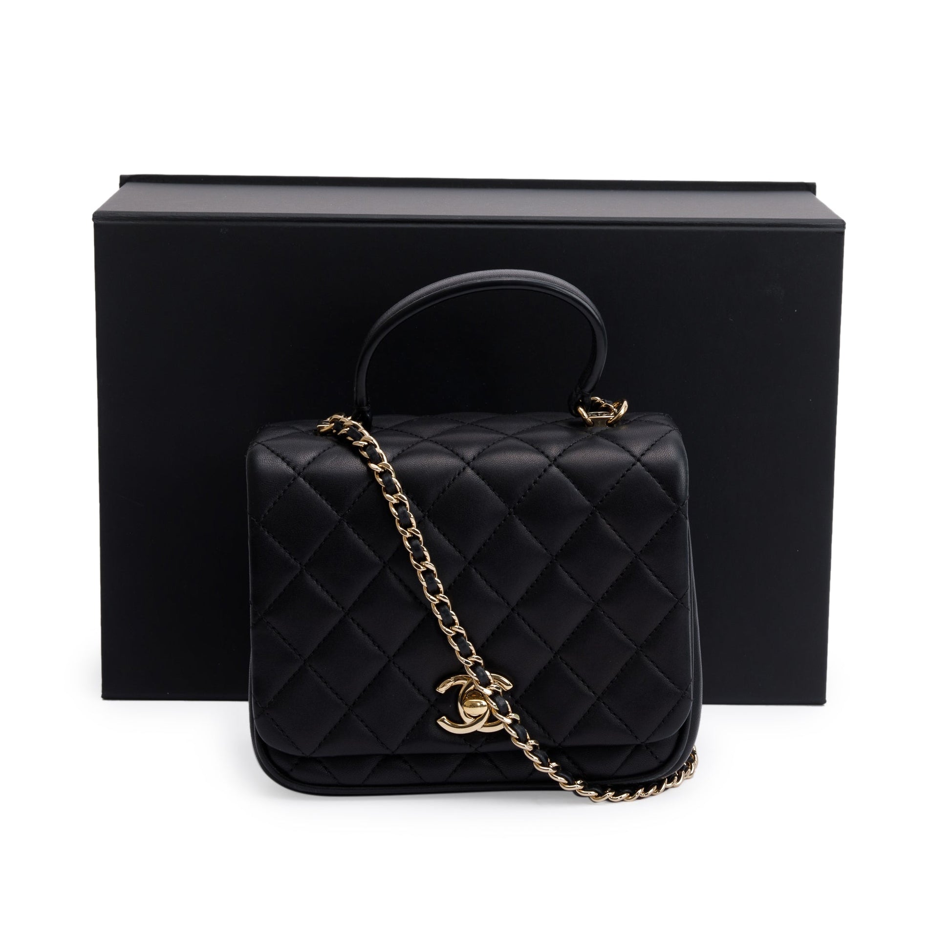 Chanel Quilted Citizen Chic Handle Flap Lambskin Black Travel Bag
