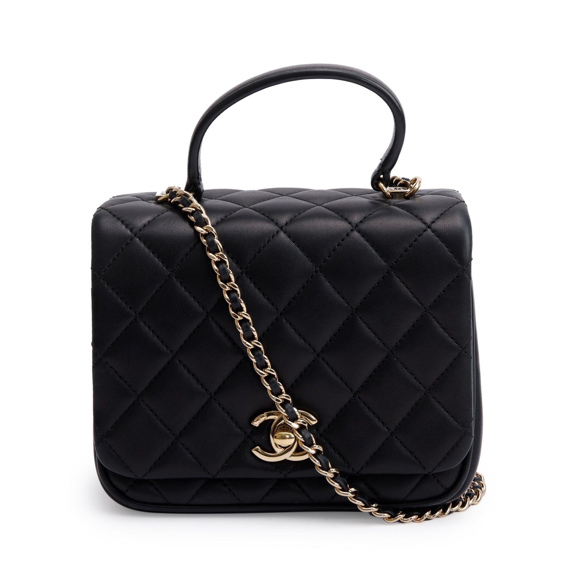 Chanel Quilted Citizen Chic Handle Flap Lambskin Black Travel Bag