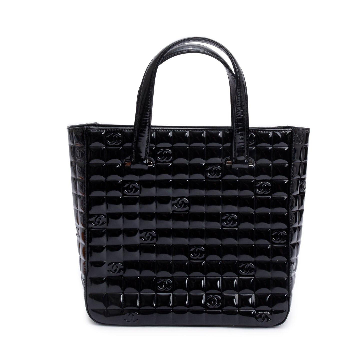 Chanel Quilted Patent Chocolate Bar CC Leather Black Travel Bag 3