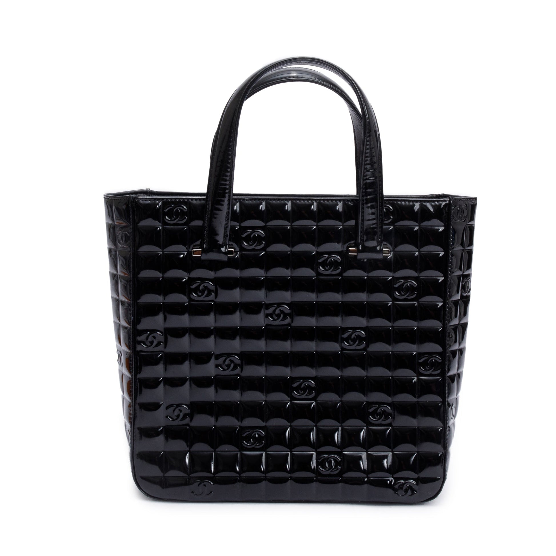 Chanel Quilted Patent Chocolate Bar CC Leather Black Travel Bag 3