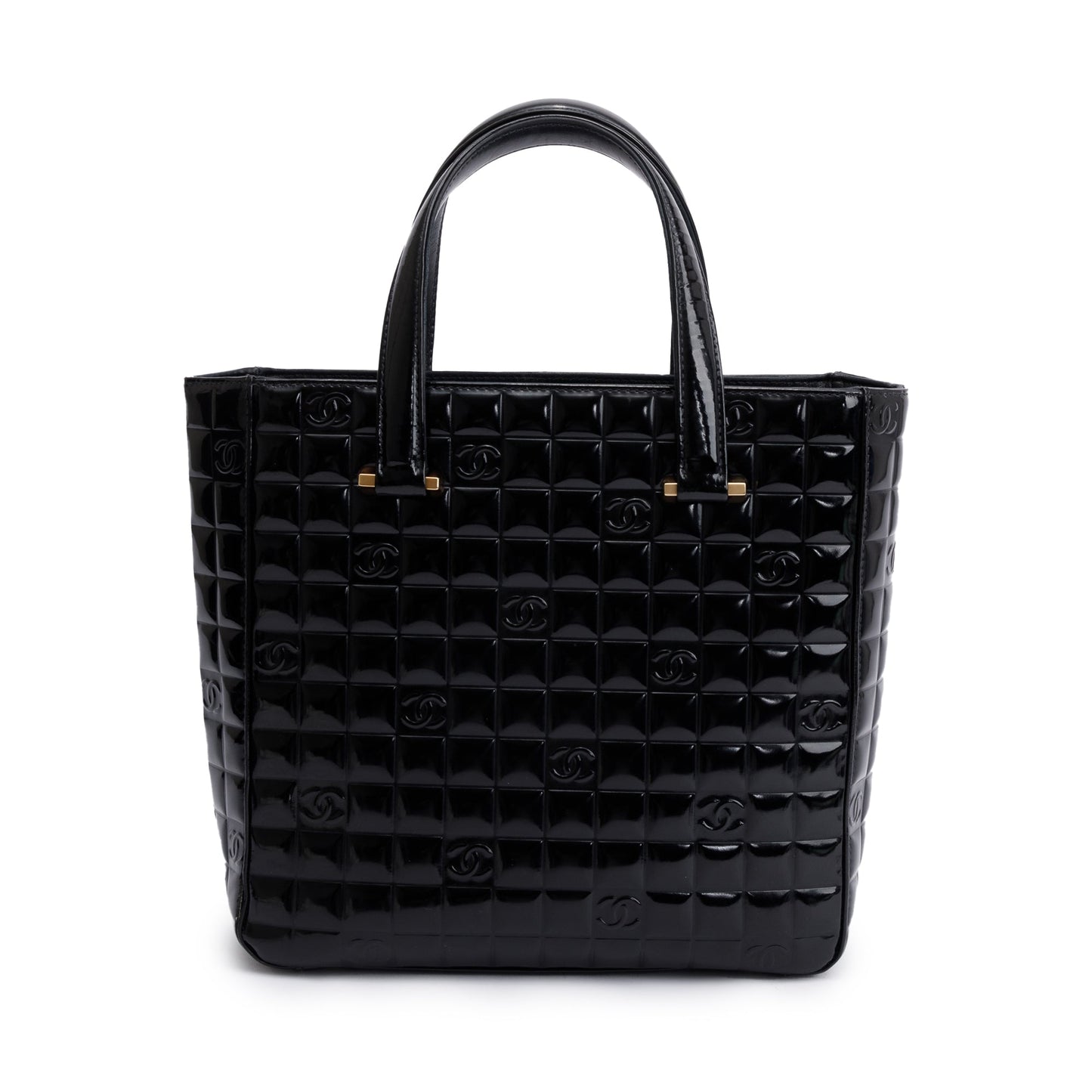 Chanel Quilted Patent Chocolate Bar CC Leather Black Travel Bag