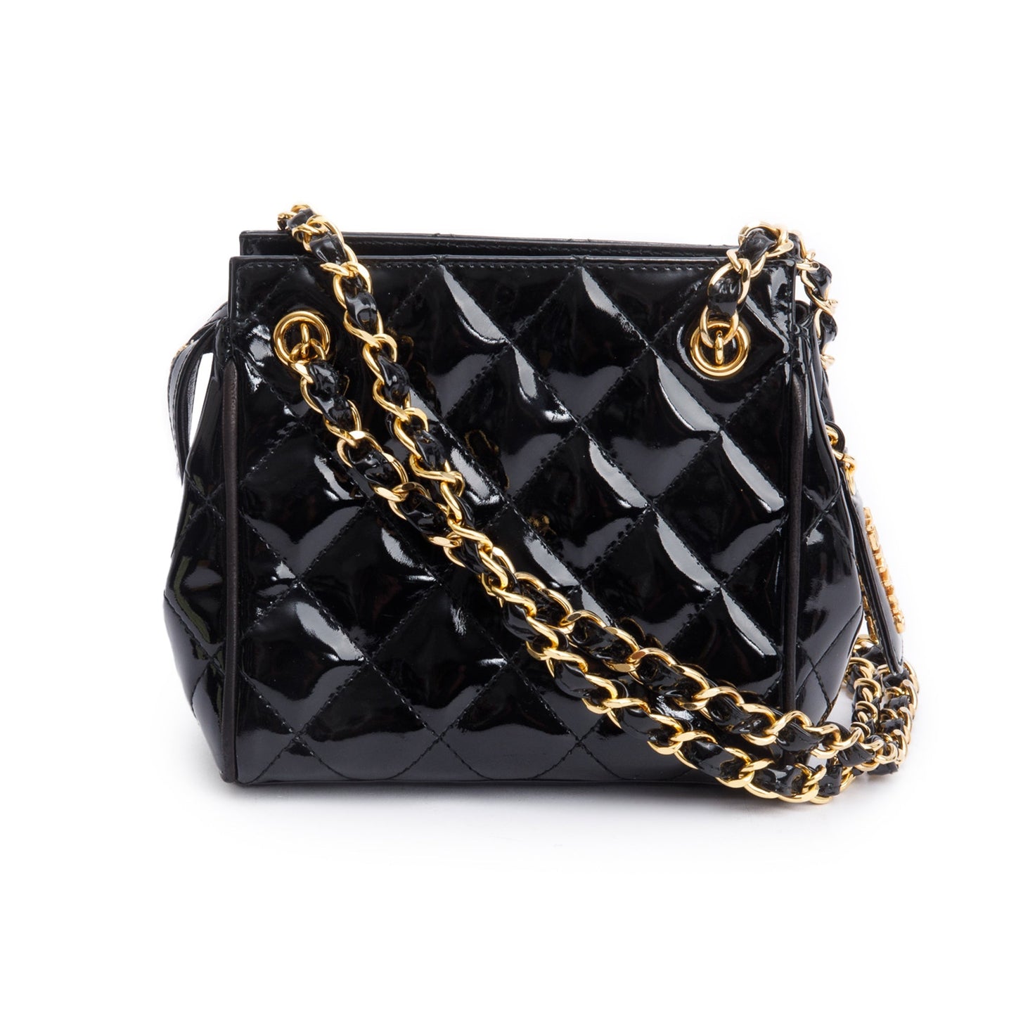 Chanel Quilted Patent Leather Black Travel Bag