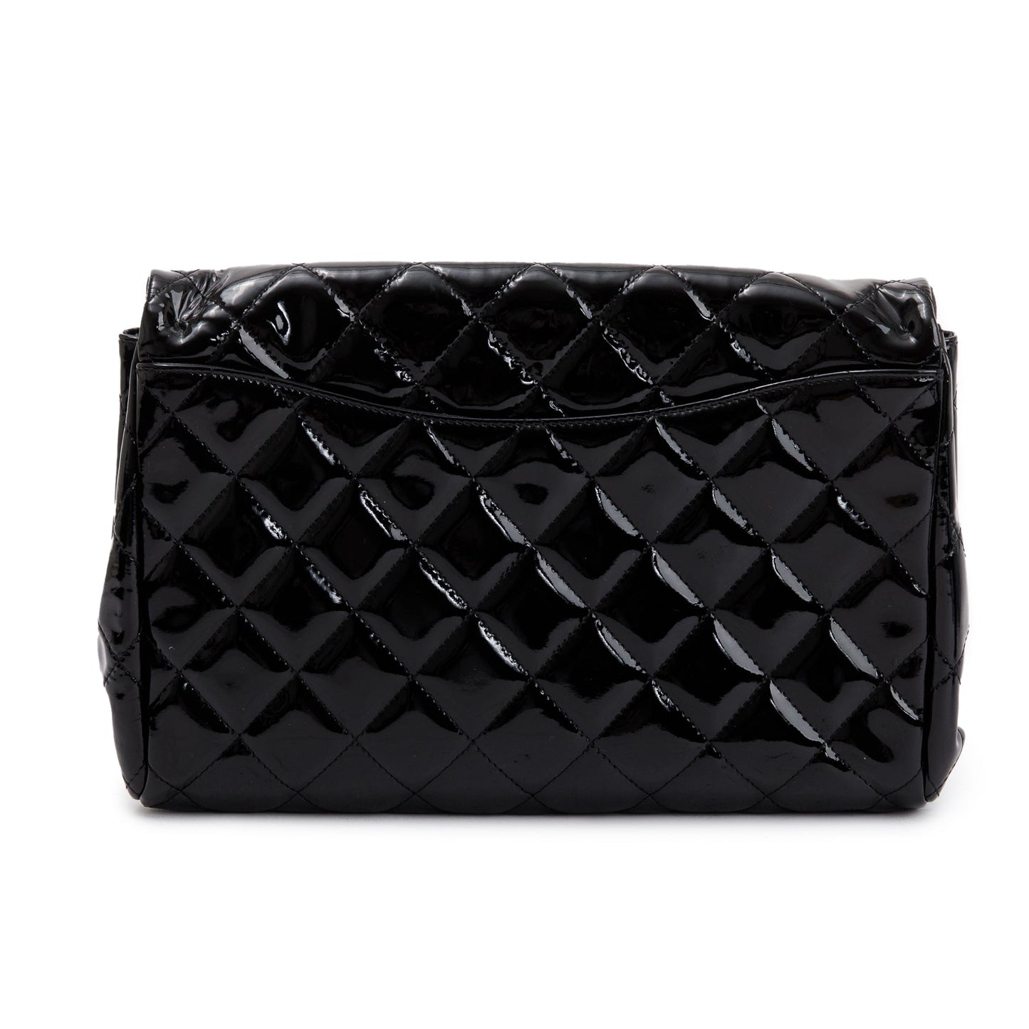 Chanel Quilted Patent New Leather Black Travel Bag
