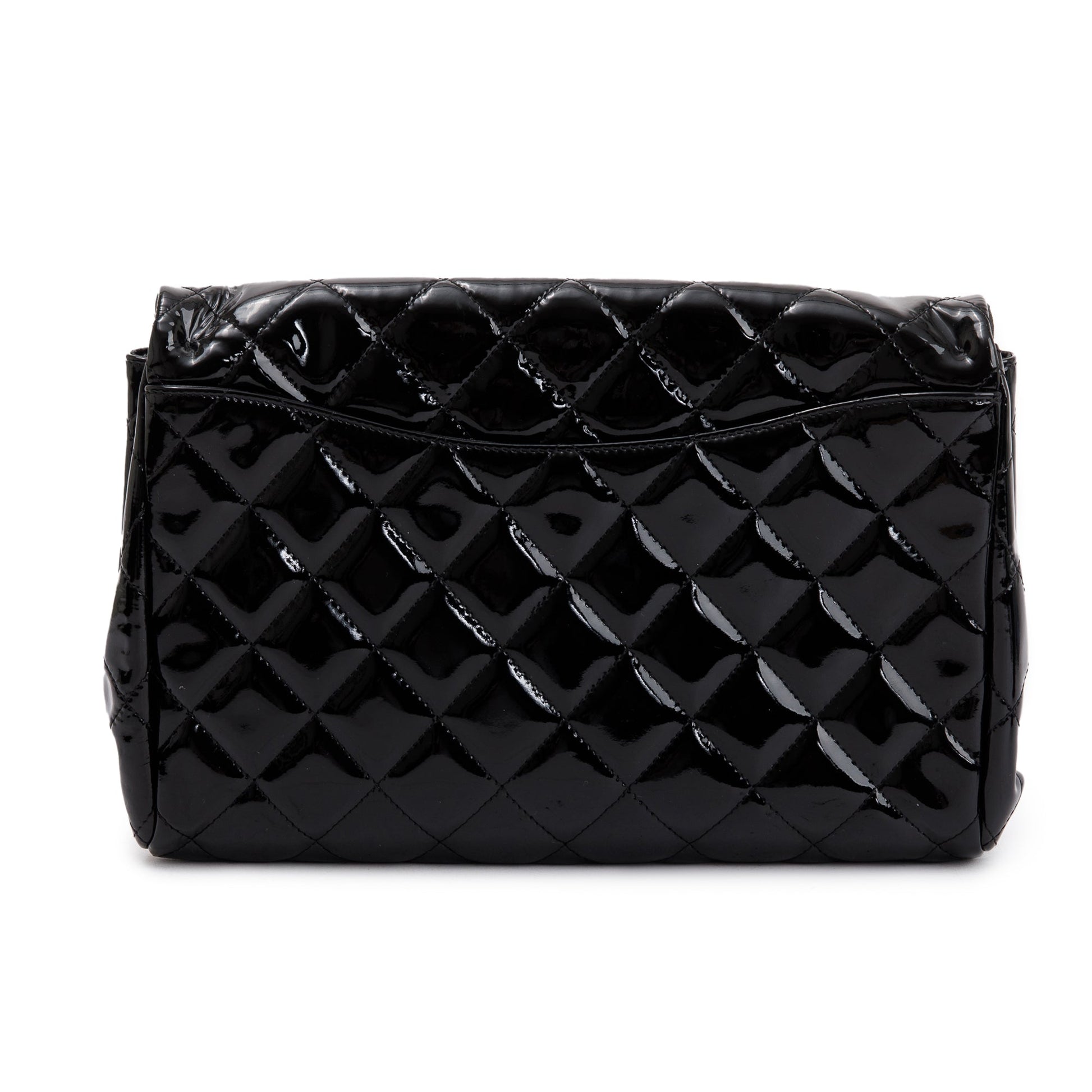 Chanel Quilted Patent New Leather Black Travel Bag